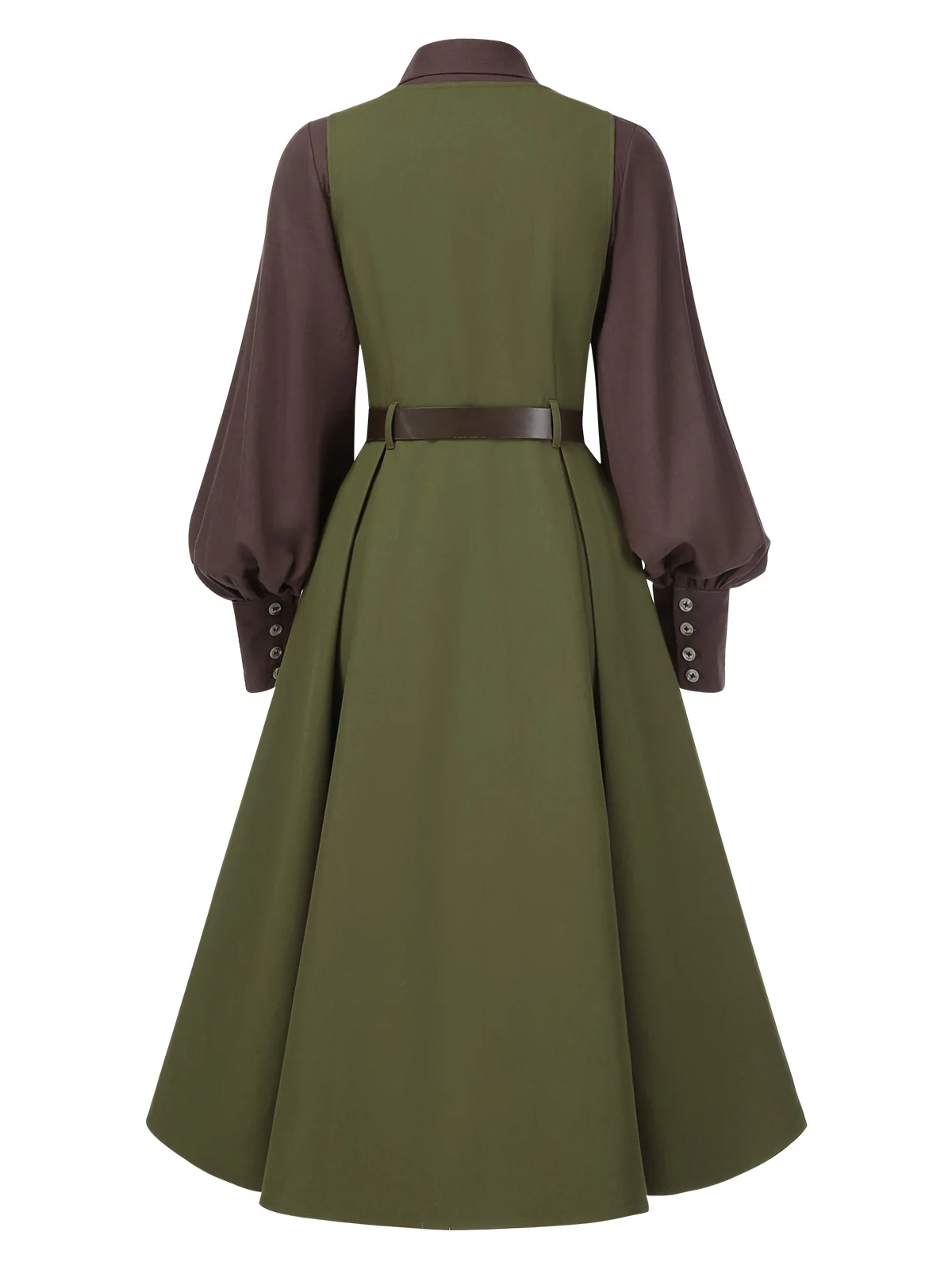 2PCS 1950s Lantern Sleeve Blouse & Pockets Vest Dress - Image 5