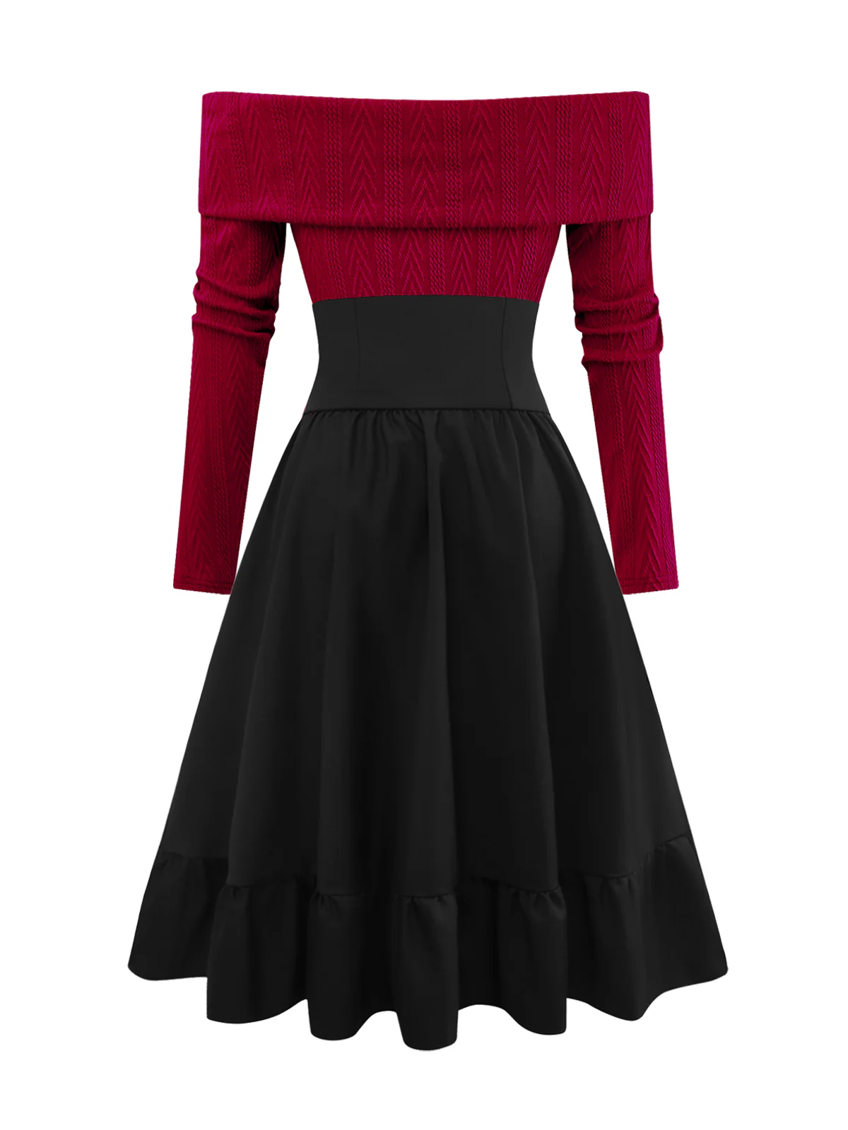 2PCS 1950s Off-Shoulder Knitted Sweater & Bow Skirt - Image 5