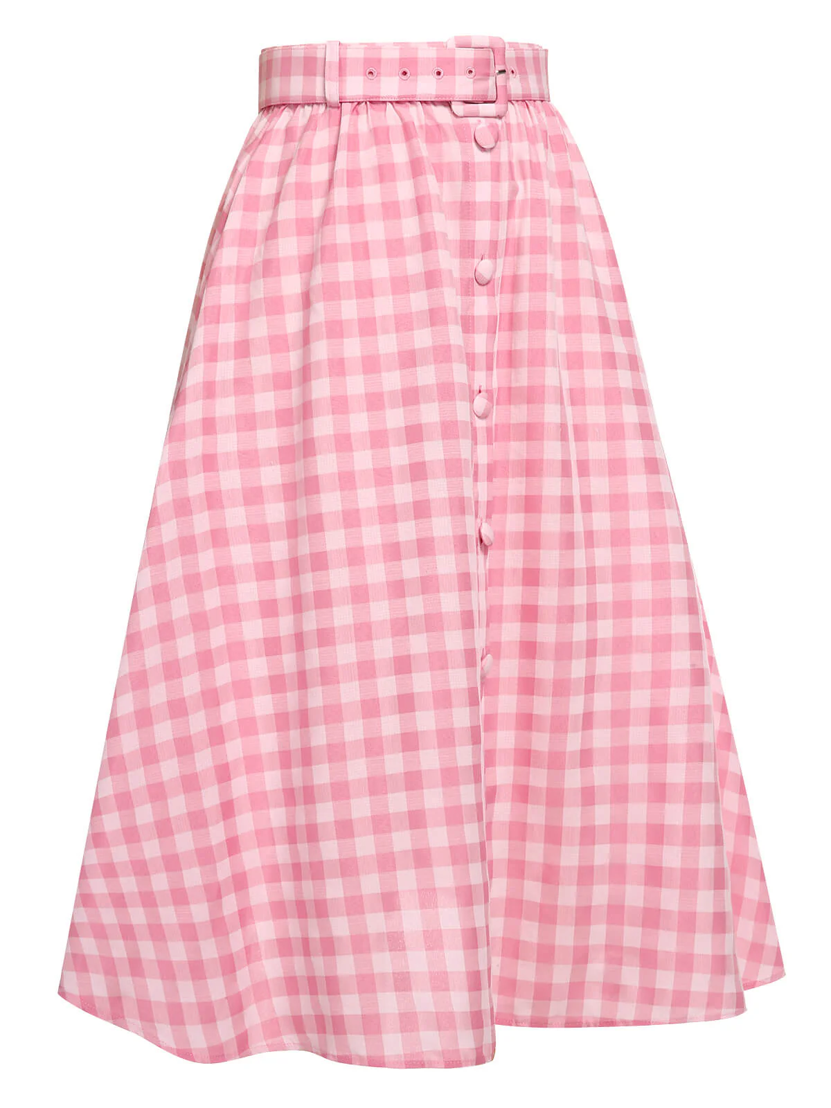 2PCS 1950s Pink Plaid Skirt & Romper With Belt - Image 11