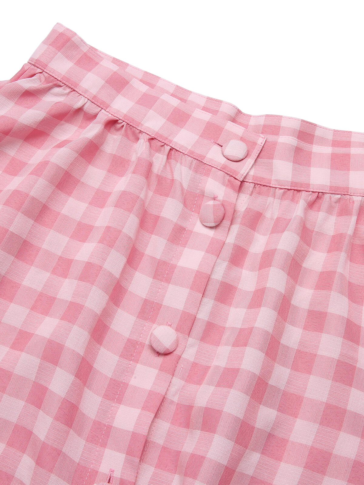 2PCS 1950s Pink Plaid Skirt & Romper With Belt - Image 13