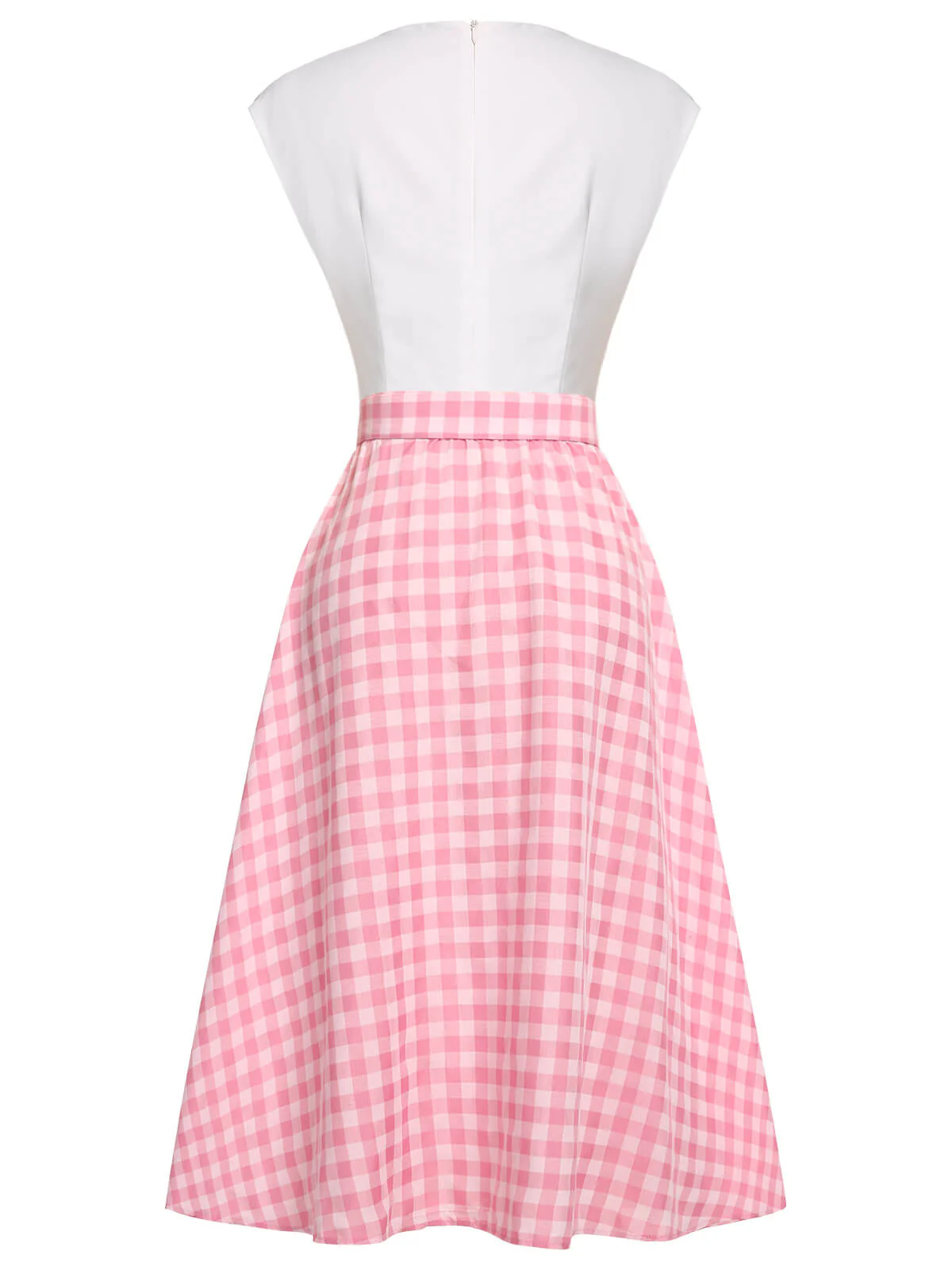 2PCS 1950s Pink Plaid Skirt & Romper With Belt - Image 5
