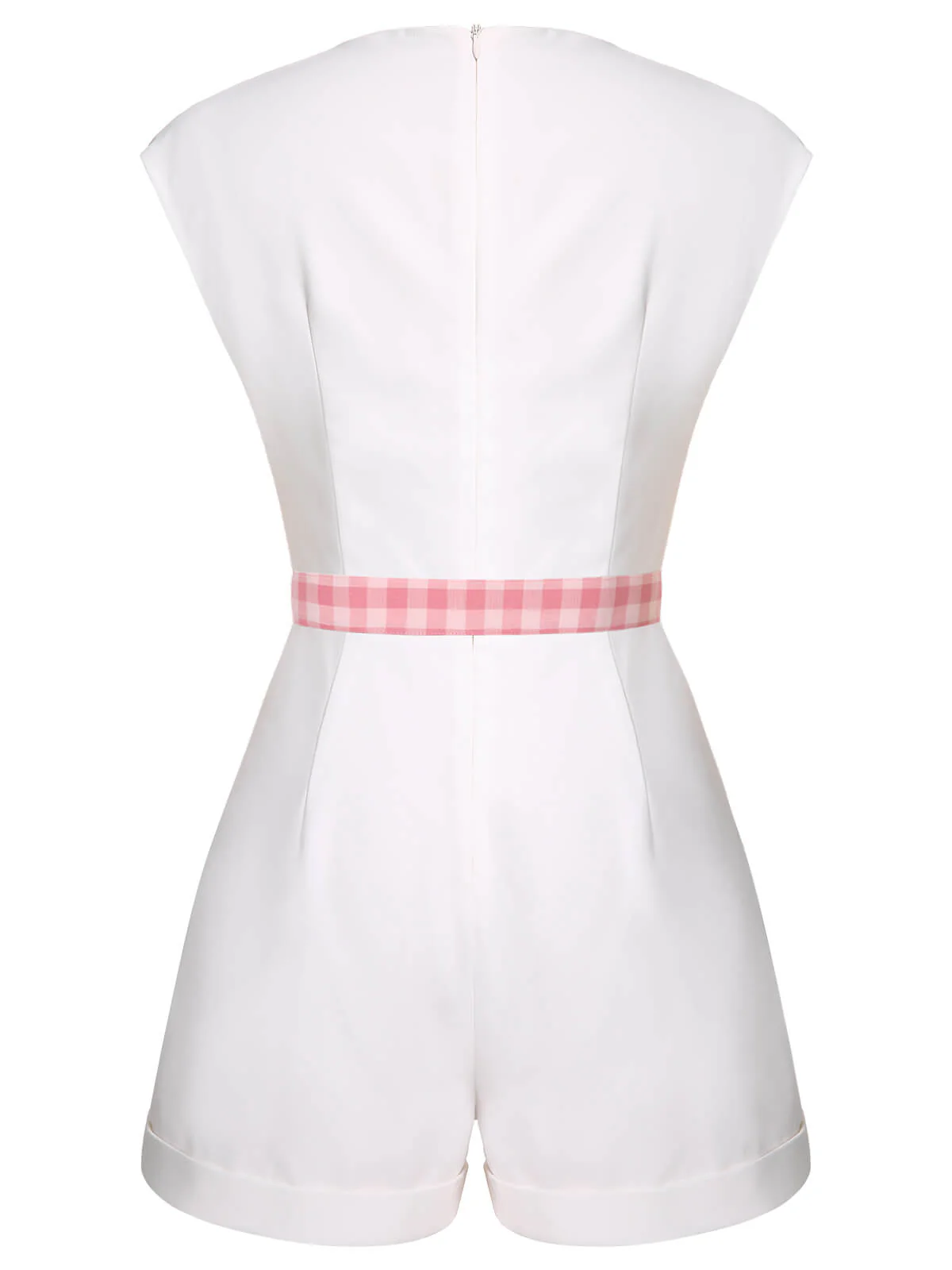 2PCS 1950s Pink Plaid Skirt & Romper With Belt - Image 8