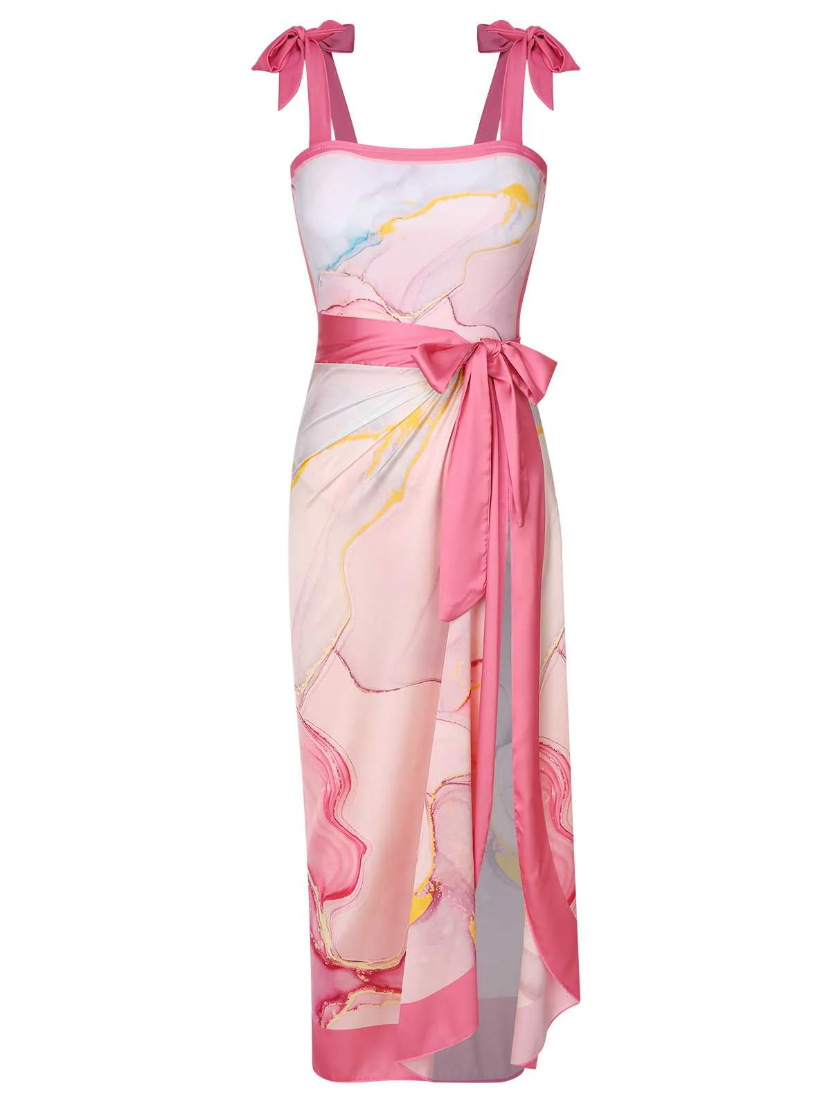 2PCS 1950s Pink Print Swimsuit & Cover-Up - Image 3