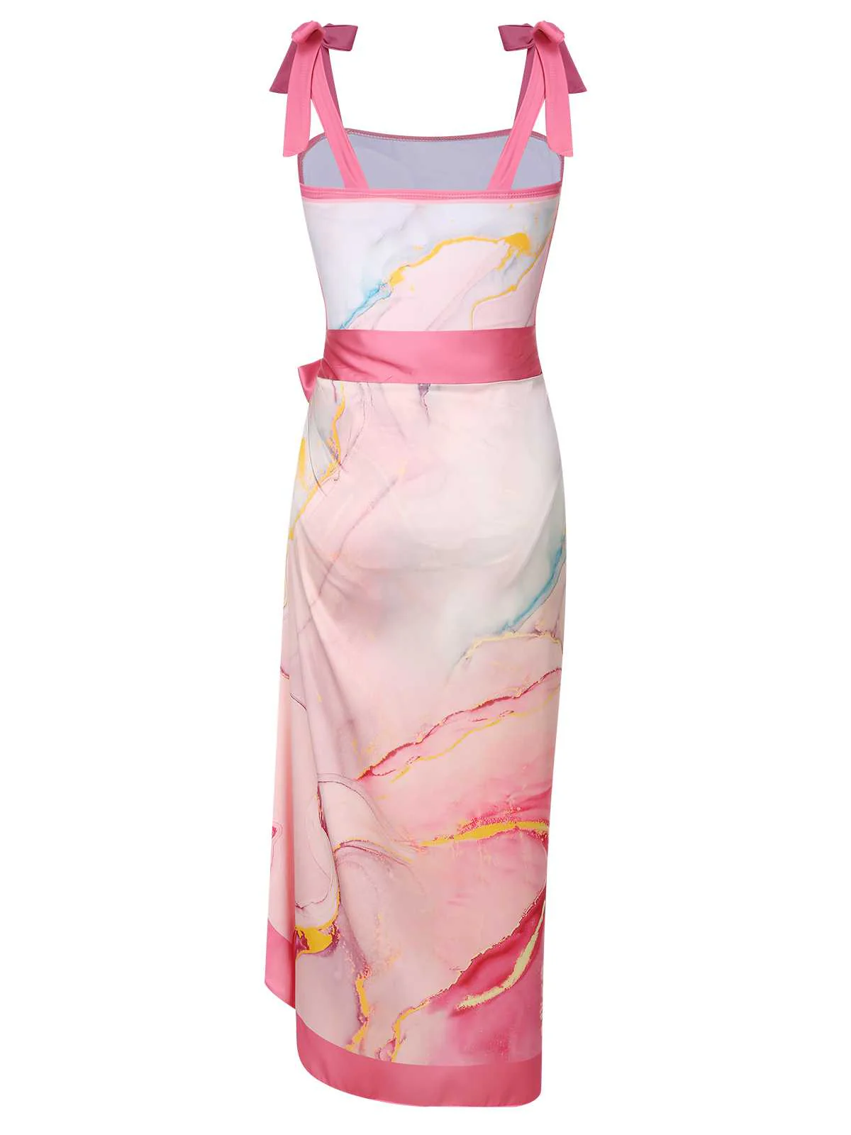 2PCS 1950s Pink Print Swimsuit & Cover-Up - Image 5