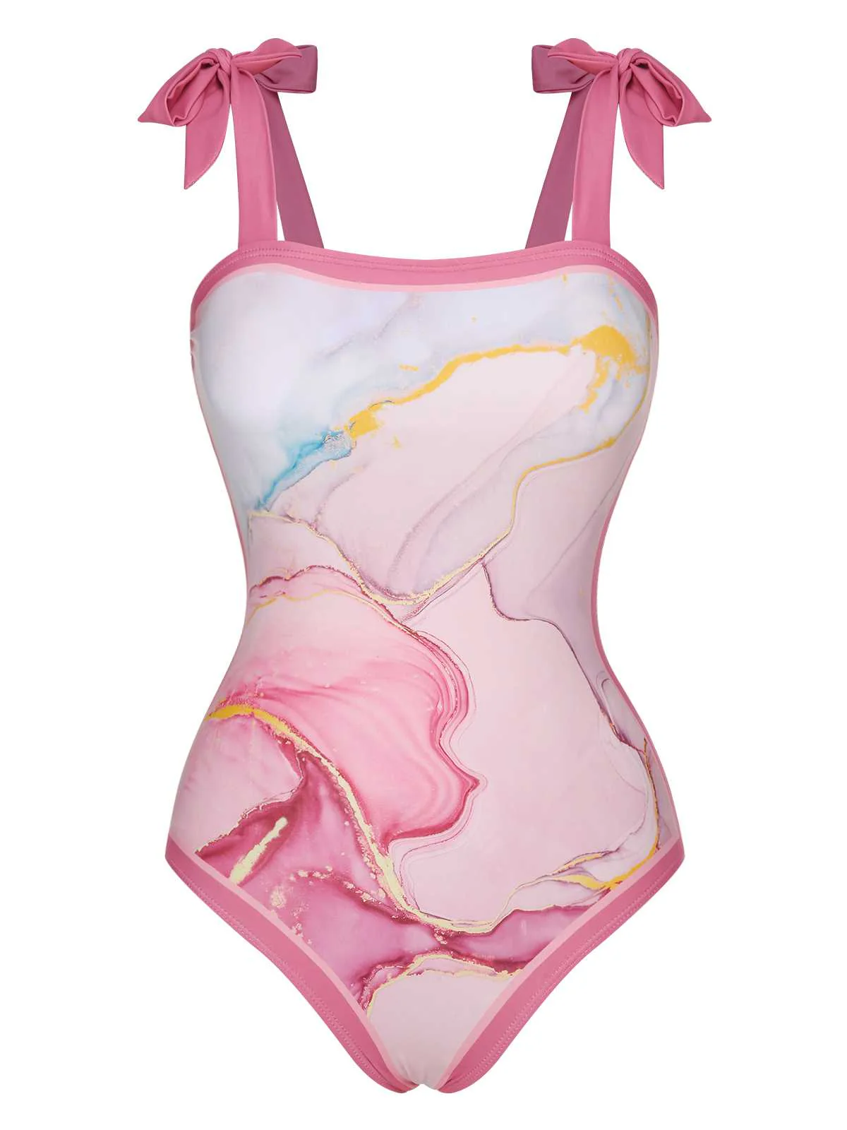 2PCS 1950s Pink Print Swimsuit & Cover-Up - Image 6