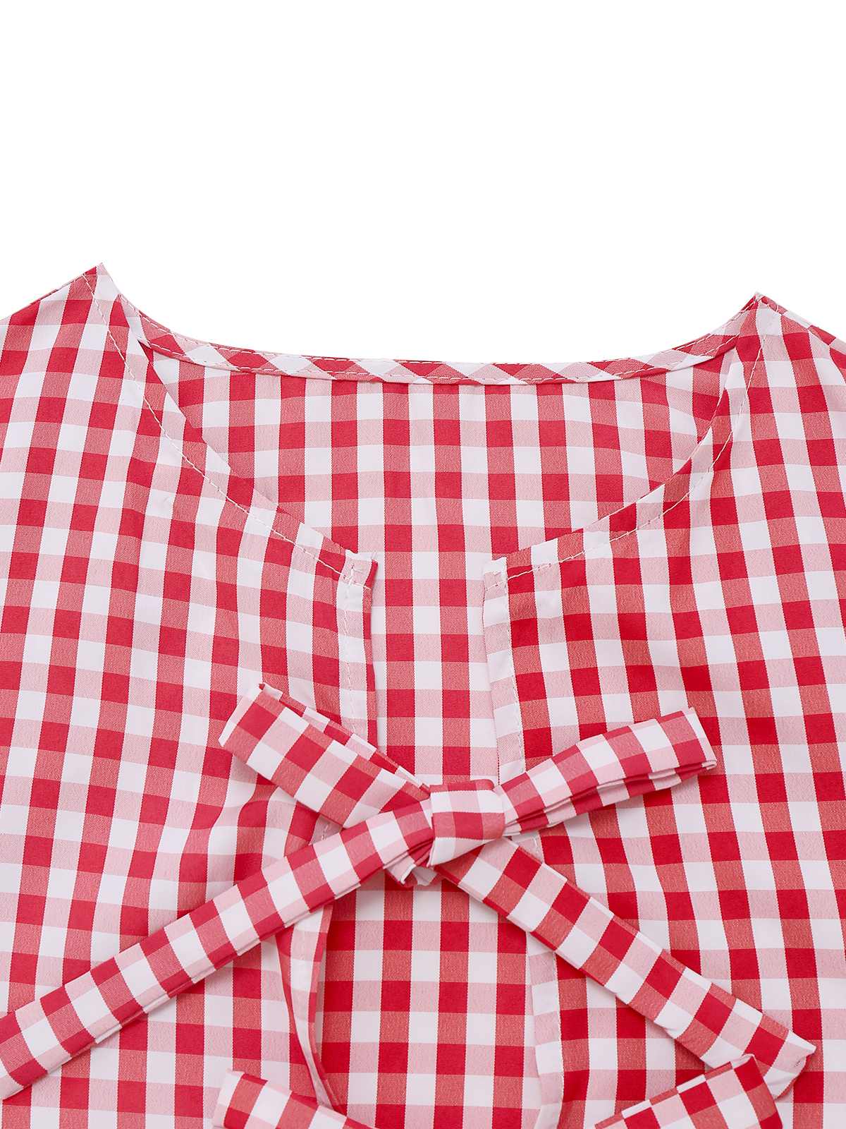 2PCS 1950s Plaid Ruffled Bow Vest & Shorts - Image 3
