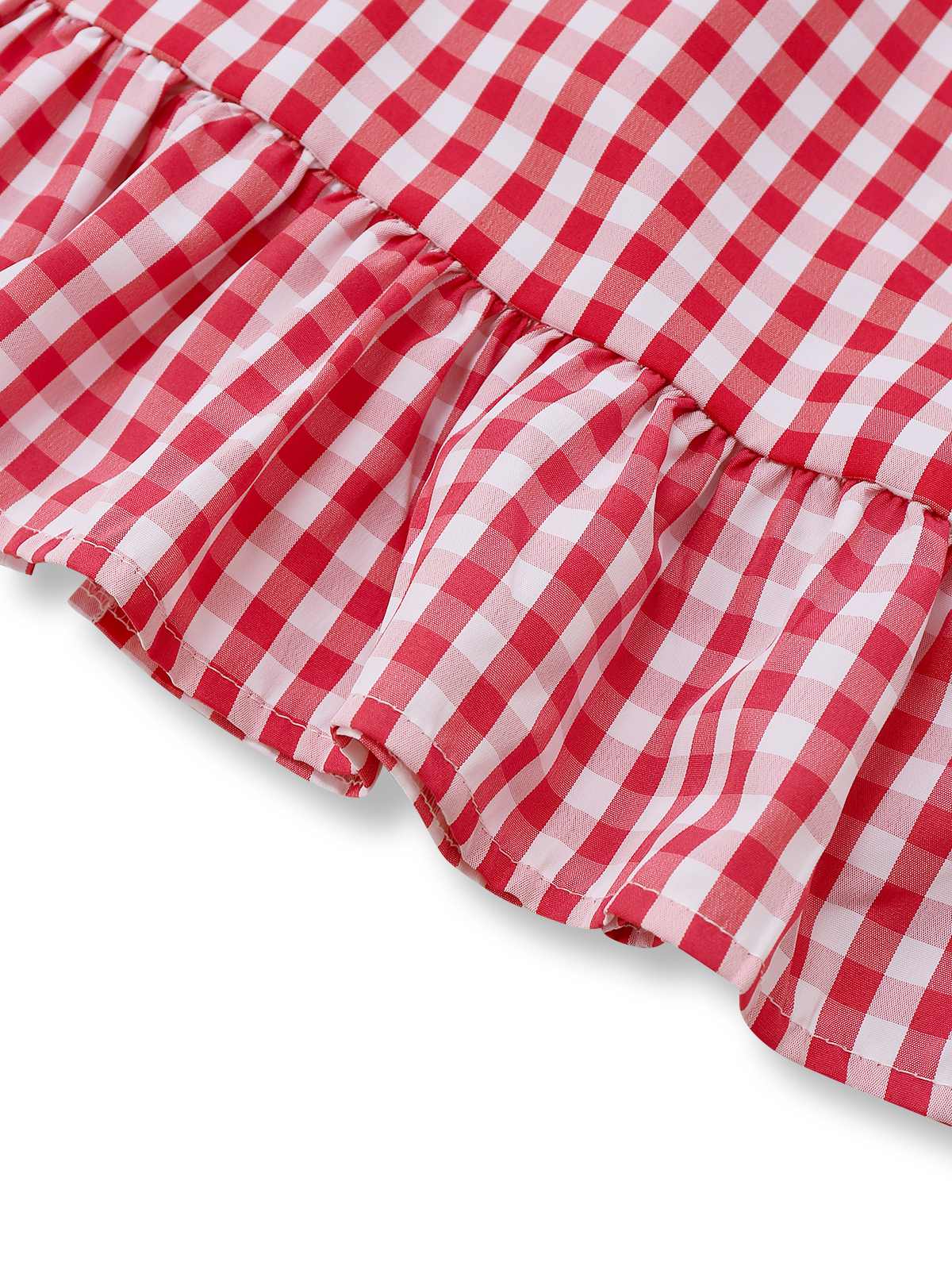 2PCS 1950s Plaid Ruffled Bow Vest & Shorts - Image 5