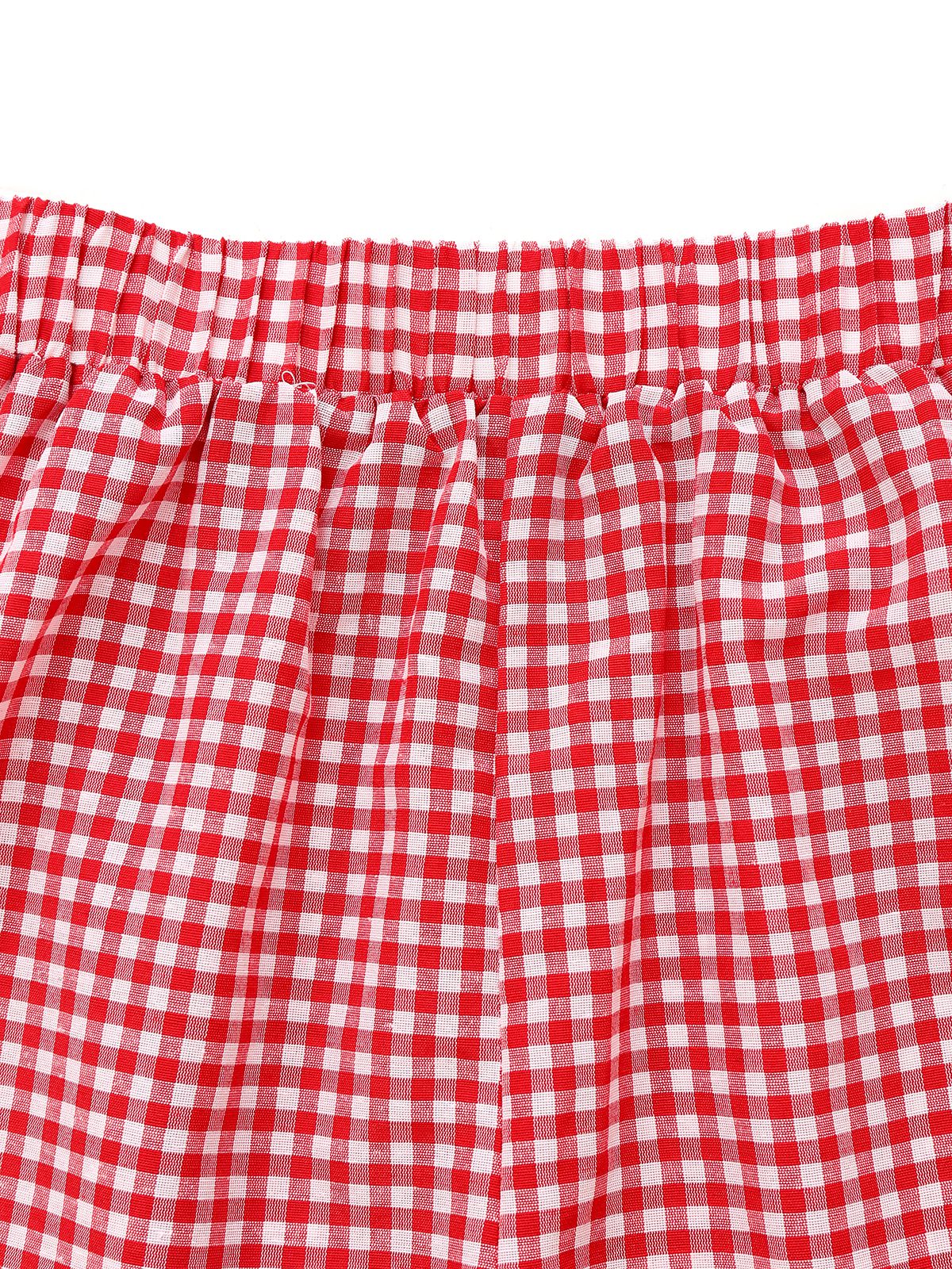 2PCS 1950s Plaid V-Neck Bind Vest & Shorts - Image 8