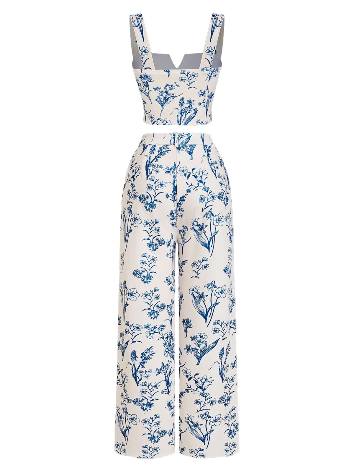 2PCS 1950s Plants Crop Top & Wide-leg Pants - Image 3