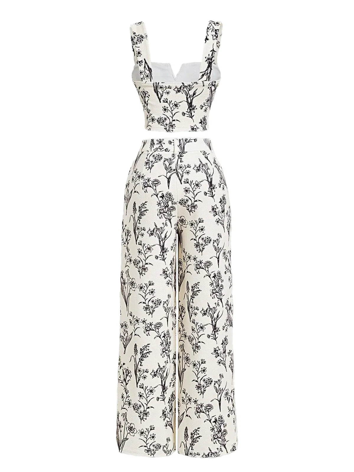 2PCS 1950s Plants Crop Top & Wide-leg Pants - Image 5