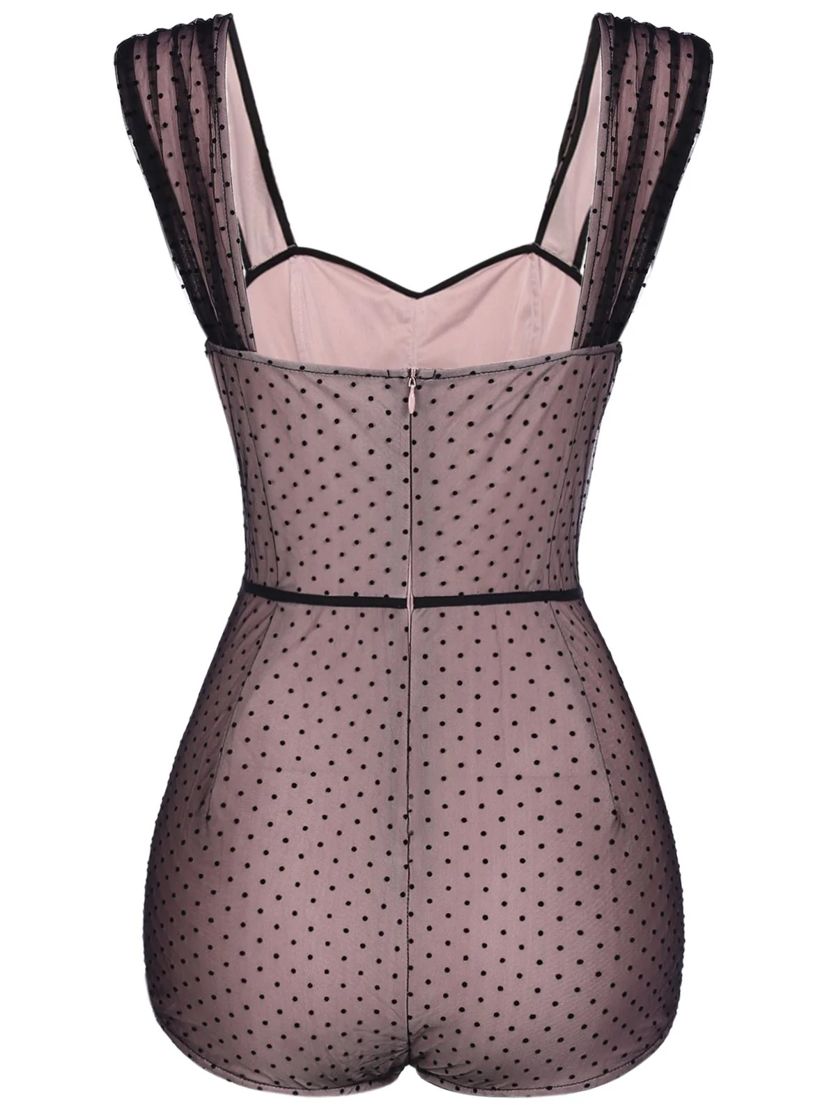 2PCS 1950s Polka Dot Bowknot Lace Strap Dress - Image 5