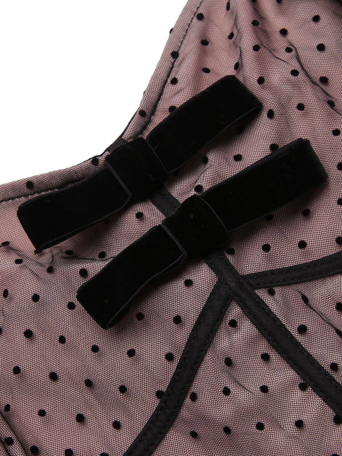 2PCS 1950s Polka Dot Bowknot Lace Strap Dress - Image 8