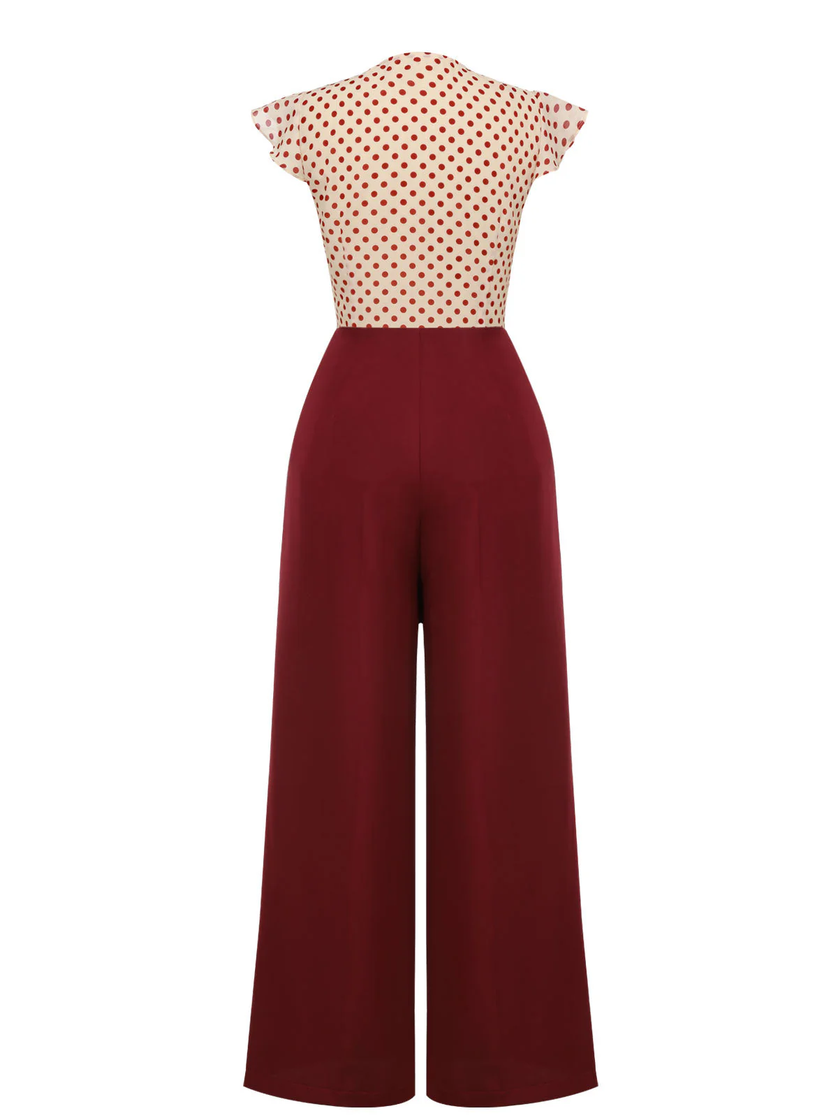 2PCS 1950s Red Polka Dot Blouse & Burgundy Pants - Image 6