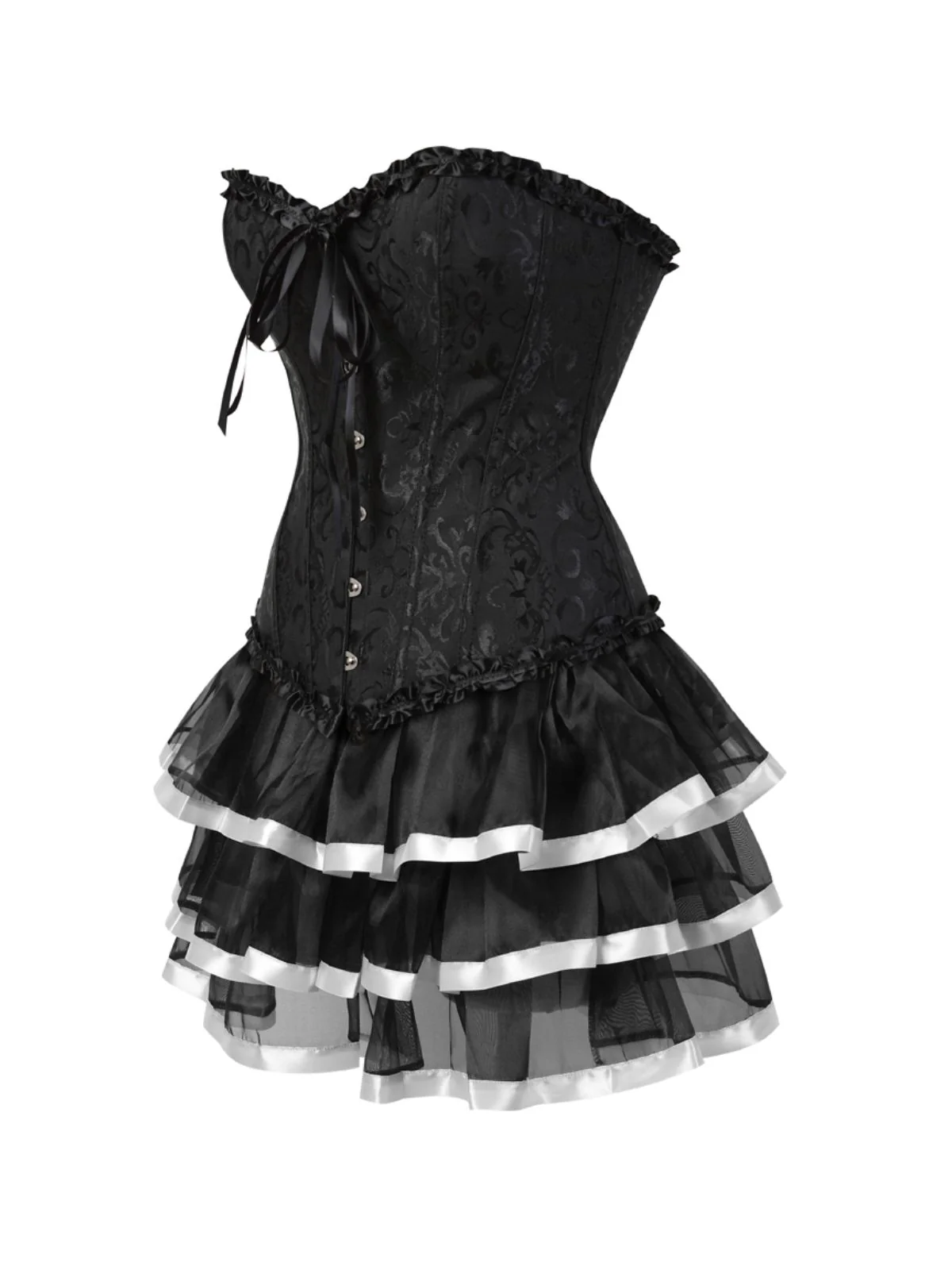 2PCS 1950s Strapless Bow Corset & Layered Skirt - Image 2