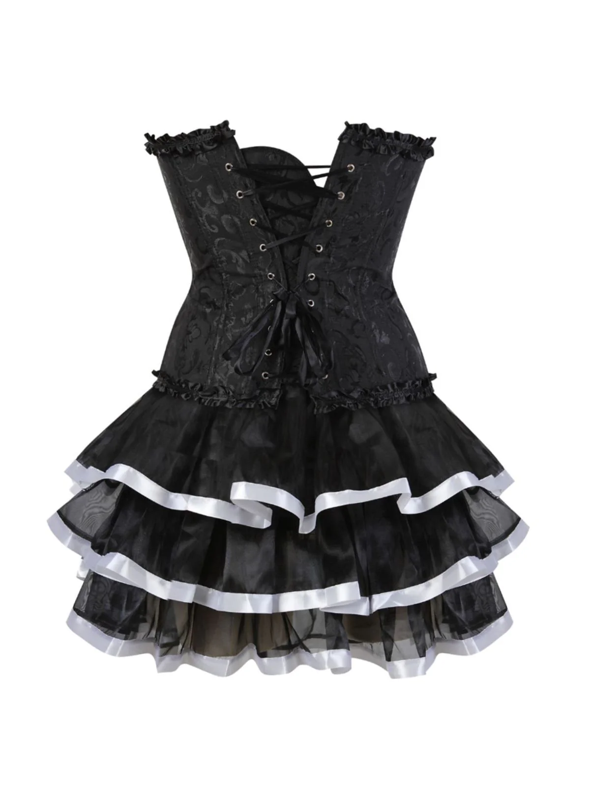 2PCS 1950s Strapless Bow Corset & Layered Skirt - Image 3