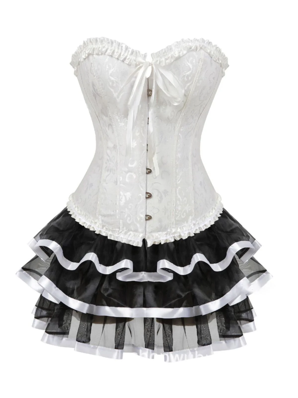 2PCS 1950s Strapless Bow Corset & Layered Skirt - Image 4