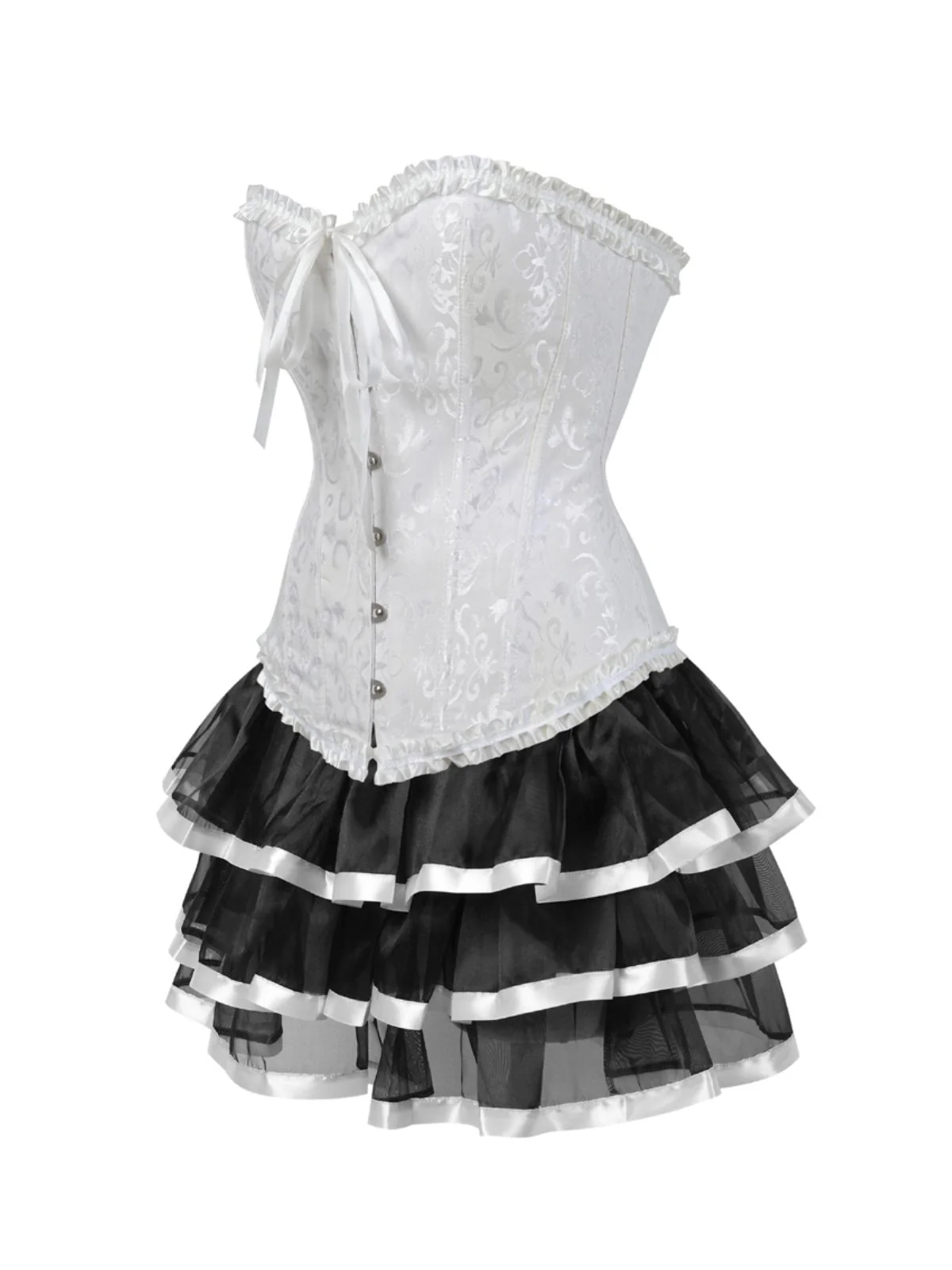 2PCS 1950s Strapless Bow Corset & Layered Skirt - Image 5