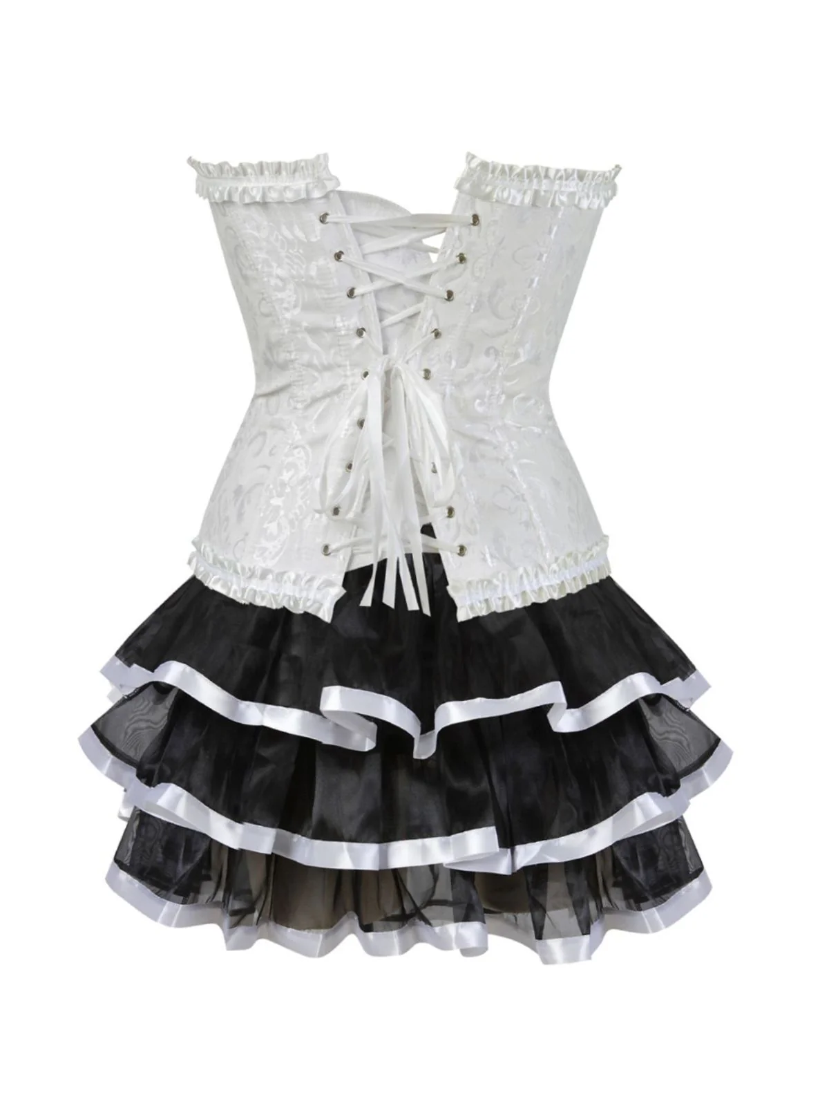 2PCS 1950s Strapless Bow Corset & Layered Skirt - Image 6