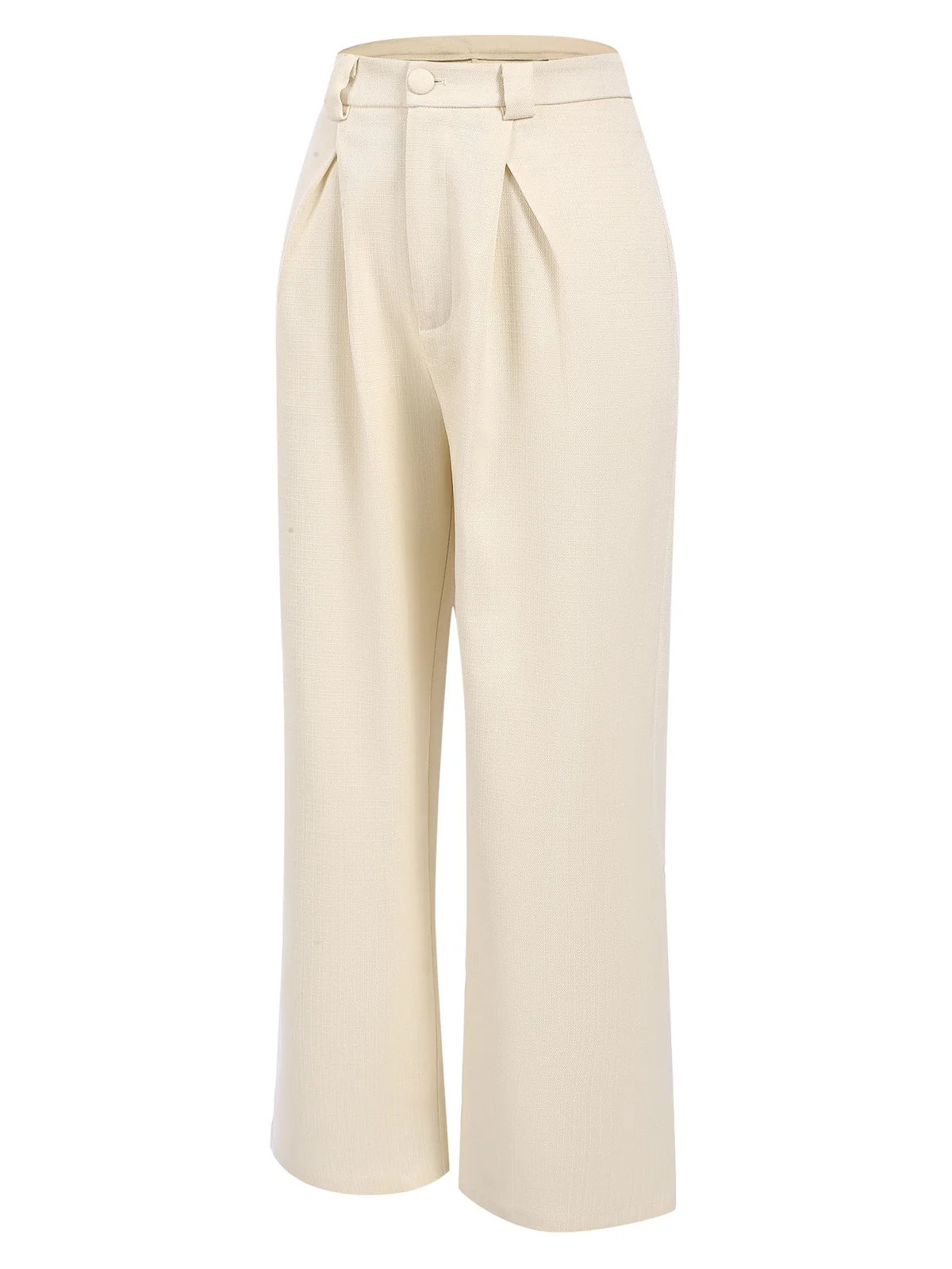 2PCS 1960s Beige Buttoned Vest Top & Pocket Wide Leg Pants - Image 8