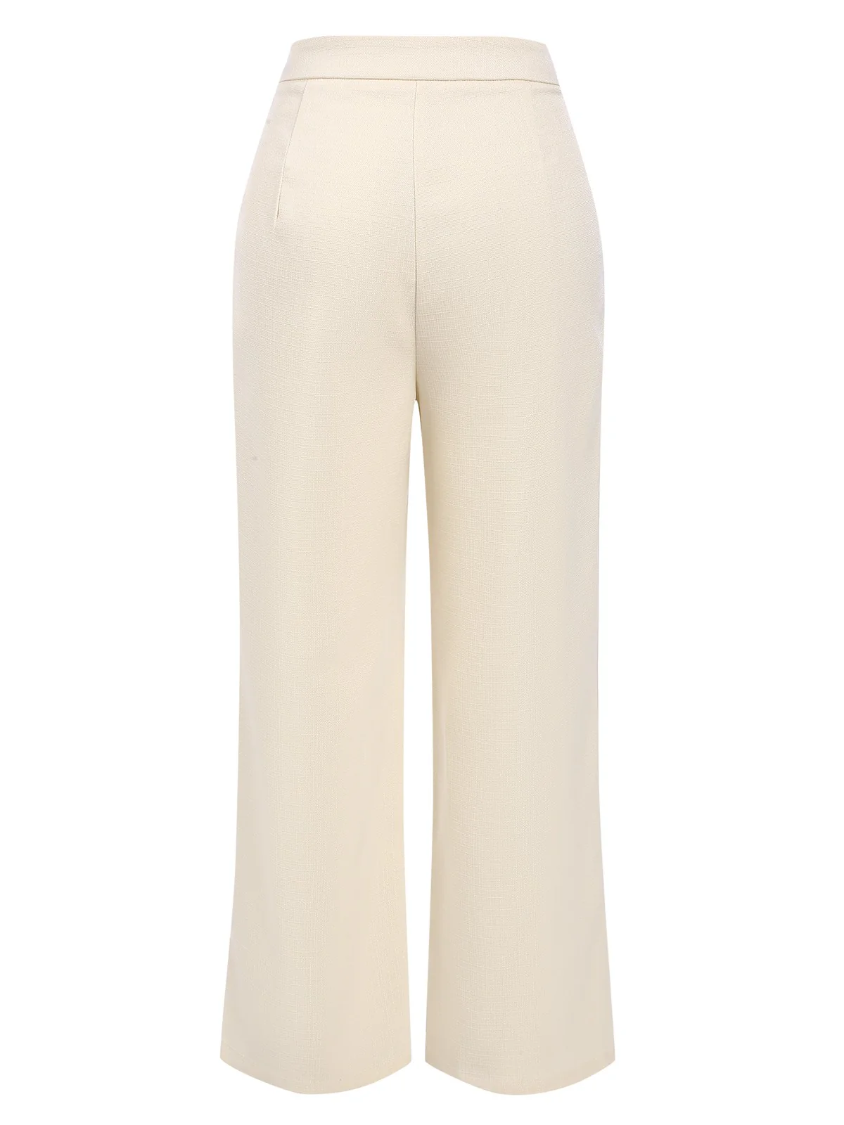 2PCS 1960s Beige Buttoned Vest Top & Pocket Wide Leg Pants - Image 9