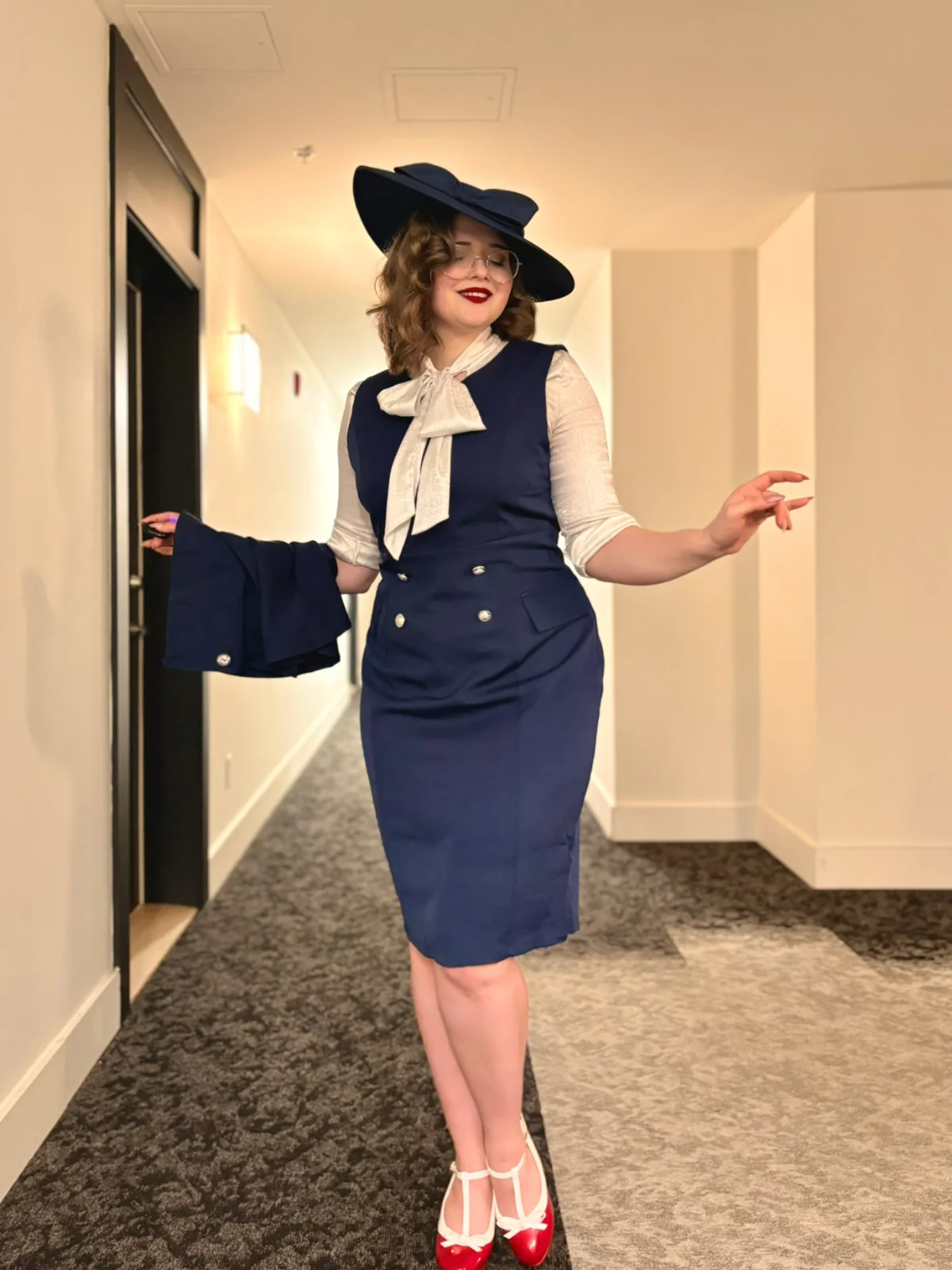 2PCS 1960s Button Work Pencil Dress - Image 3