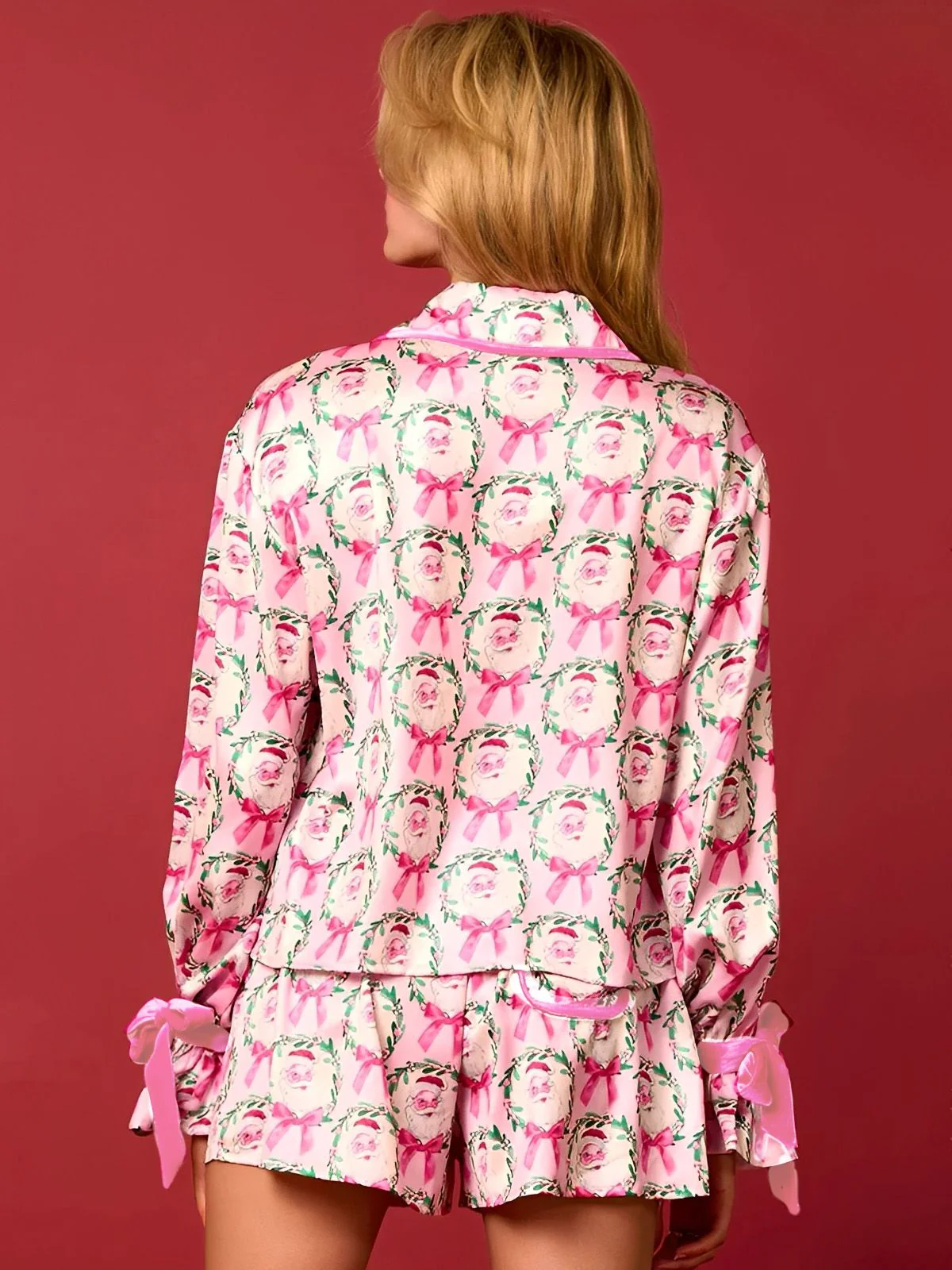 2PCS 1960s Christmas Long Sleeve Button Pajama Set - Image 5