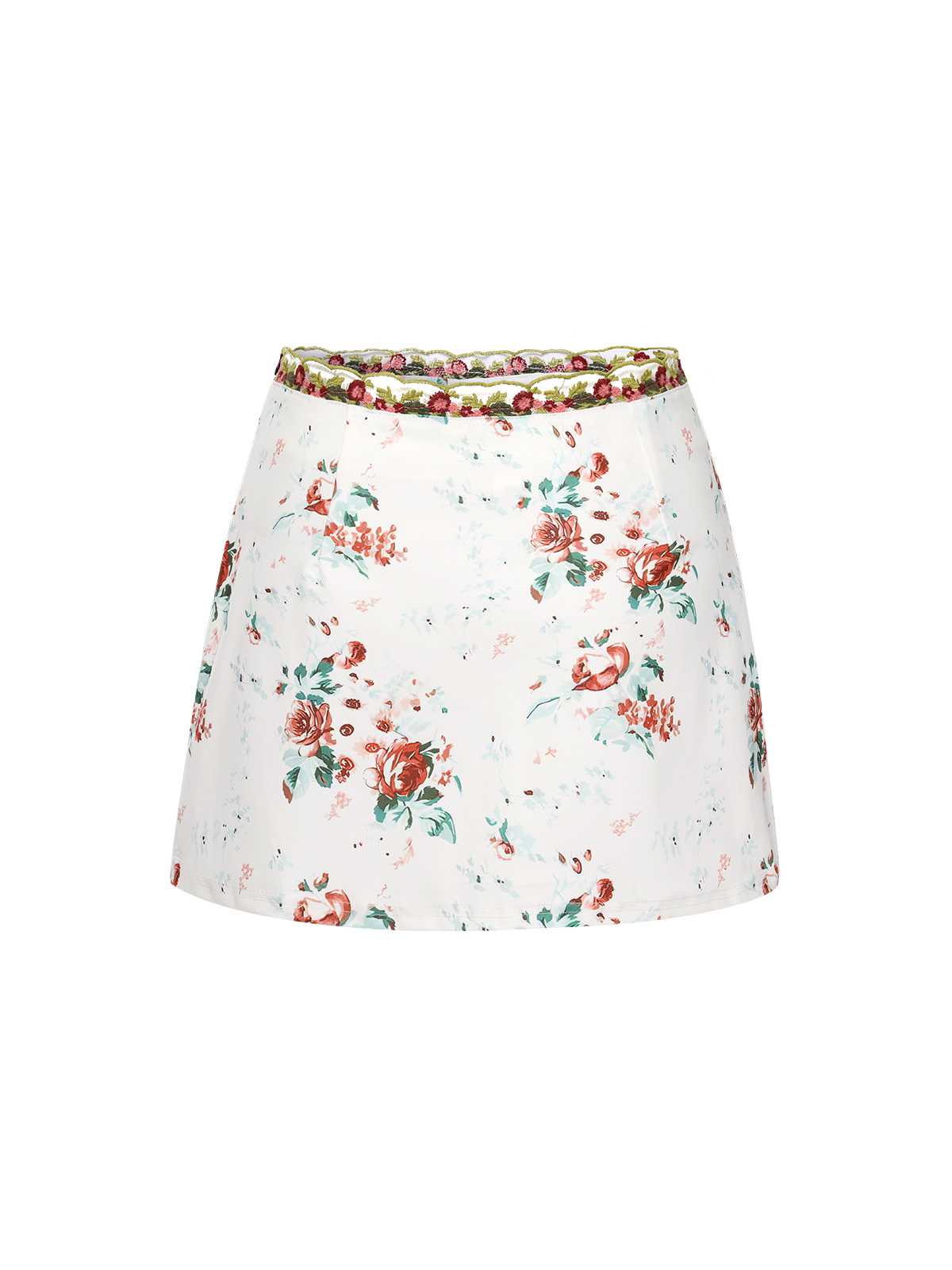 2PCS 1960s Floral Strap Slit Vest & Lace Skirt - Image 3