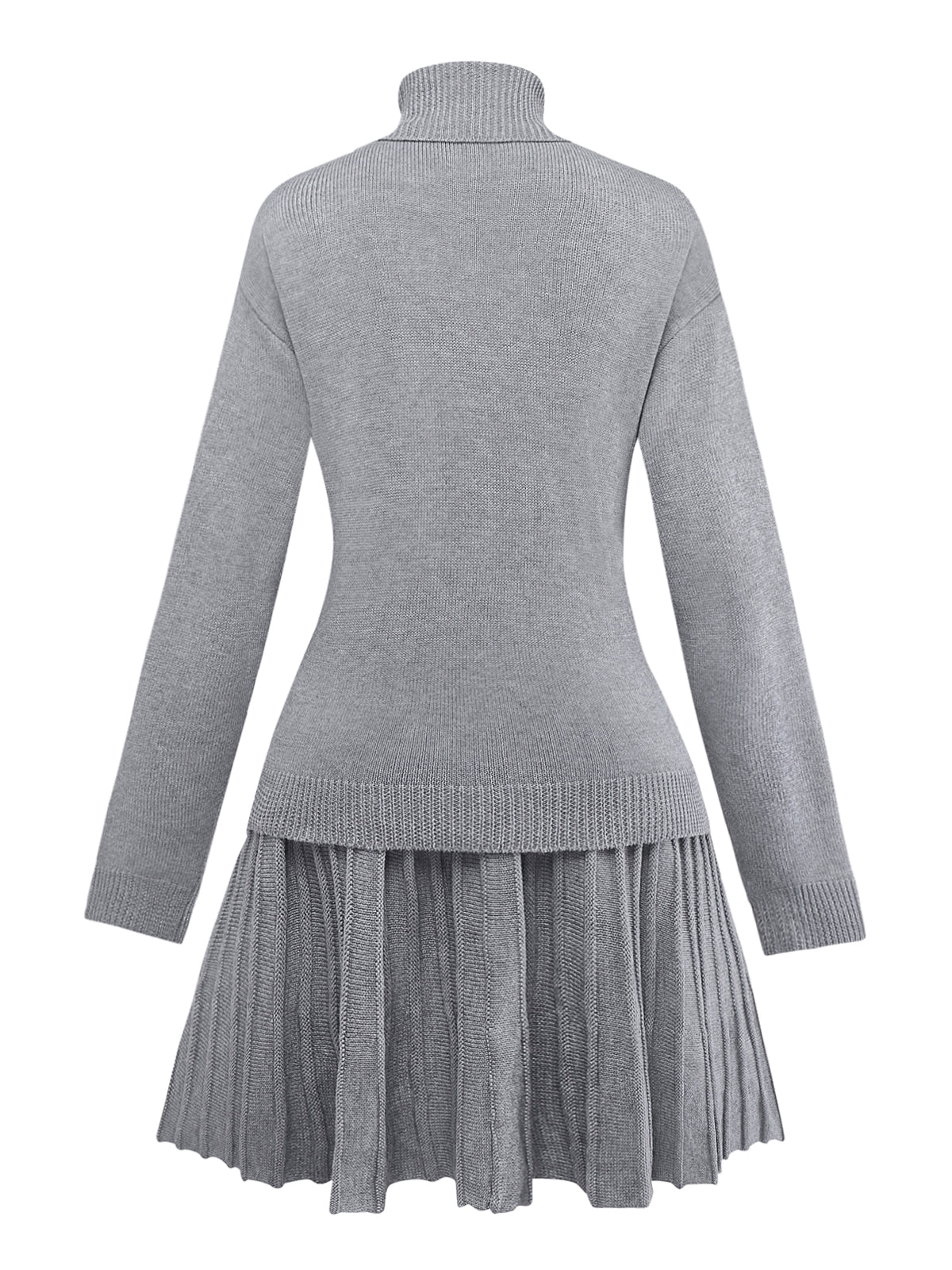 2PCS 1960s Knit Turtleneck Sweater & Pleated Skirt - Image 3