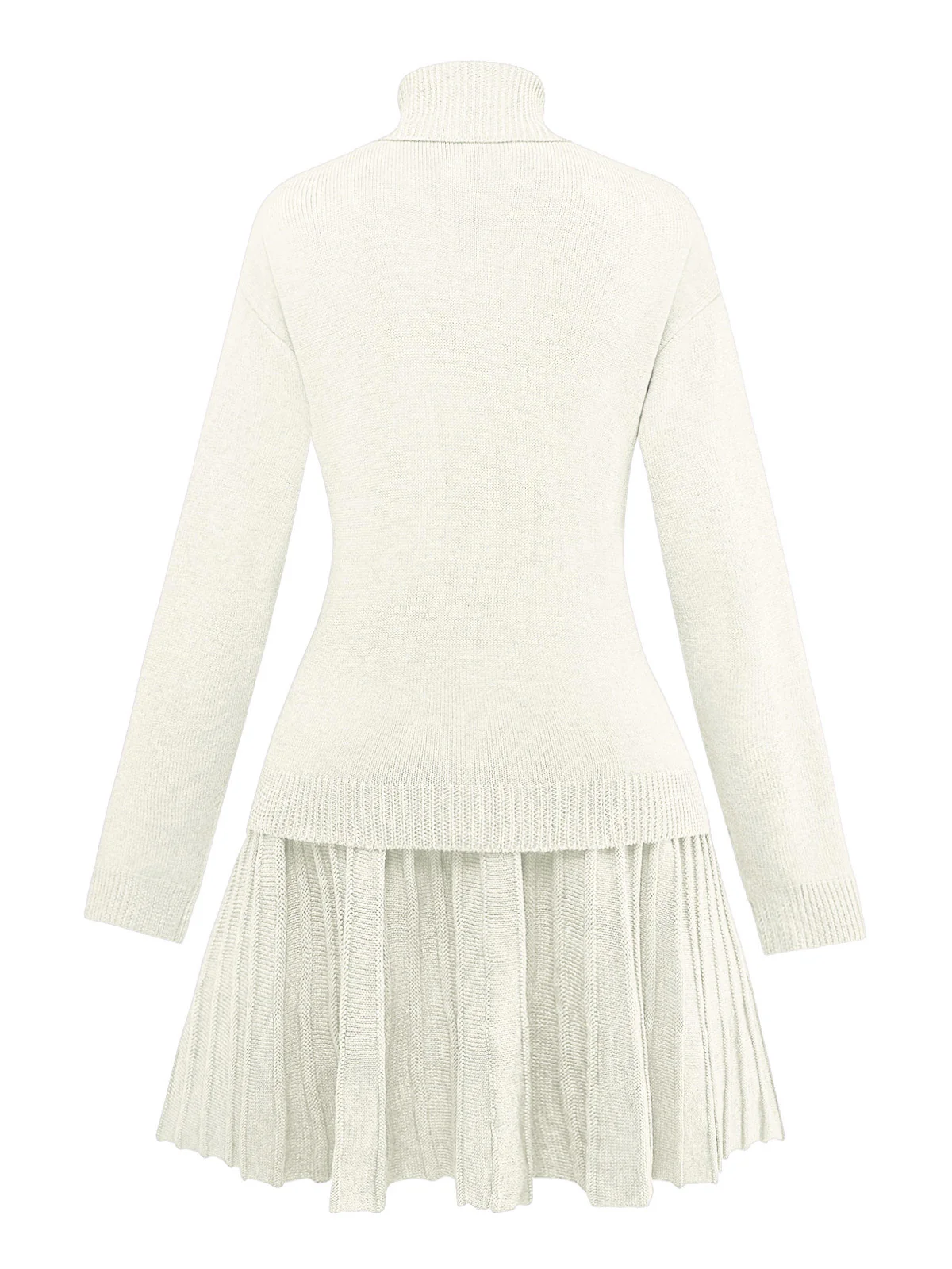2PCS 1960s Knit Turtleneck Sweater & Pleated Skirt - Image 9
