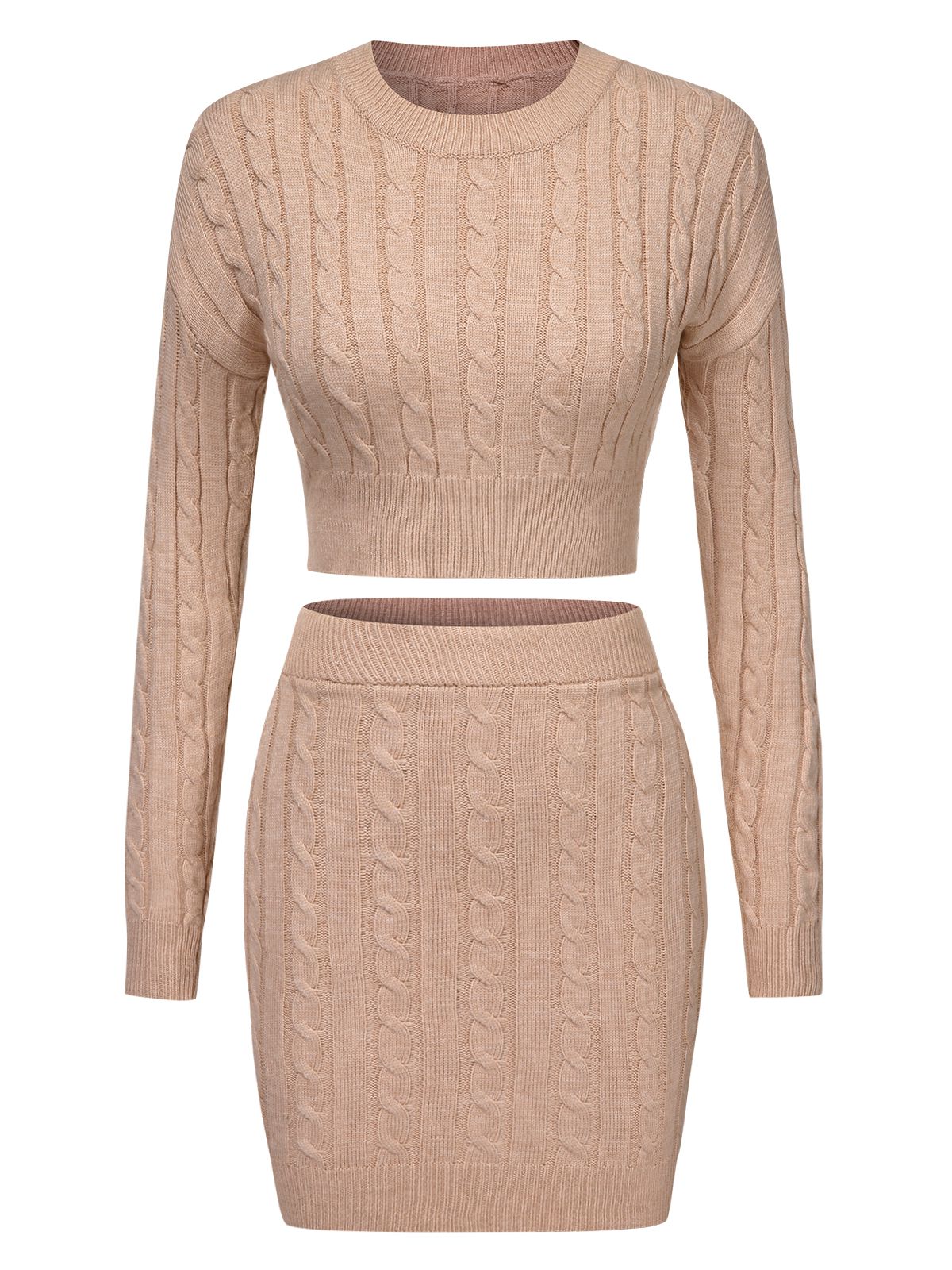 2PCS 1960s Knitted Cropped Sweater & Skirt - Image 2