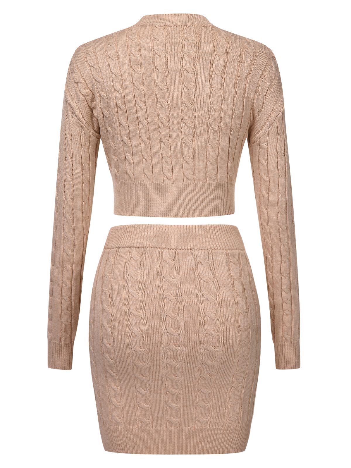 2PCS 1960s Knitted Cropped Sweater & Skirt - Image 3
