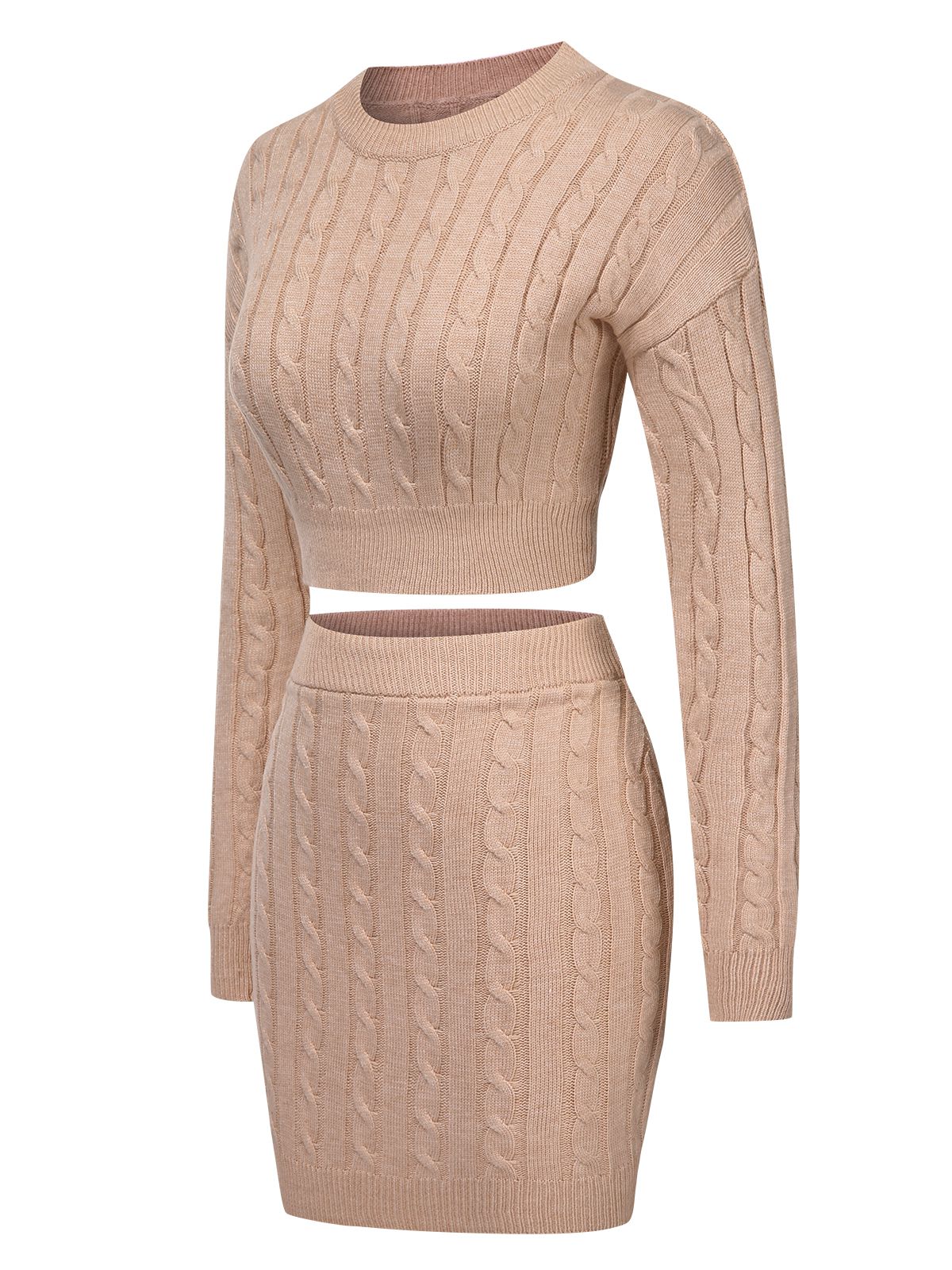 2PCS 1960s Knitted Cropped Sweater & Skirt - Image 4