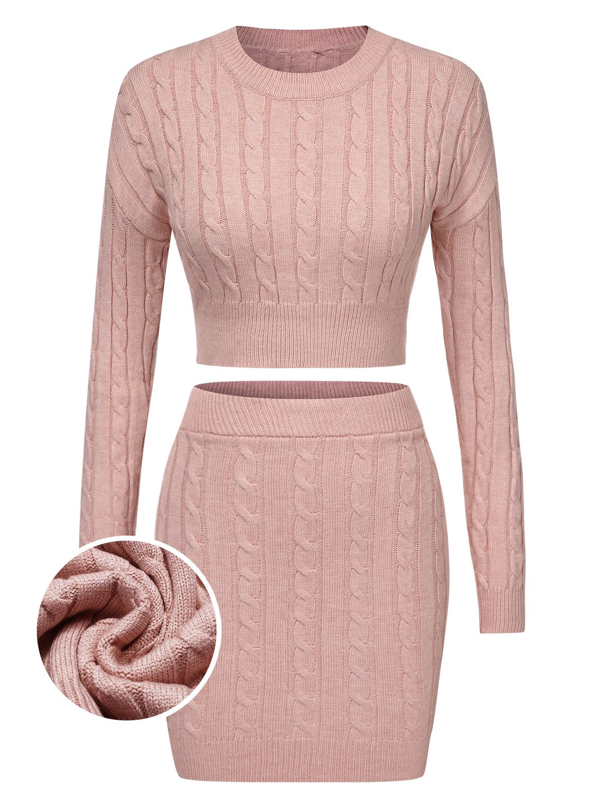 2PCS 1960s Knitted Cropped Sweater & Skirt - Image 7