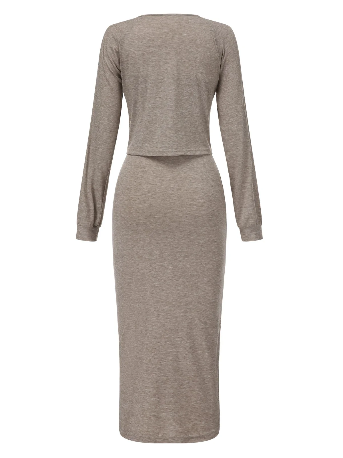 2PCS 1960s Knitted Slit Tube Dress & Short Cardigan - Image 3