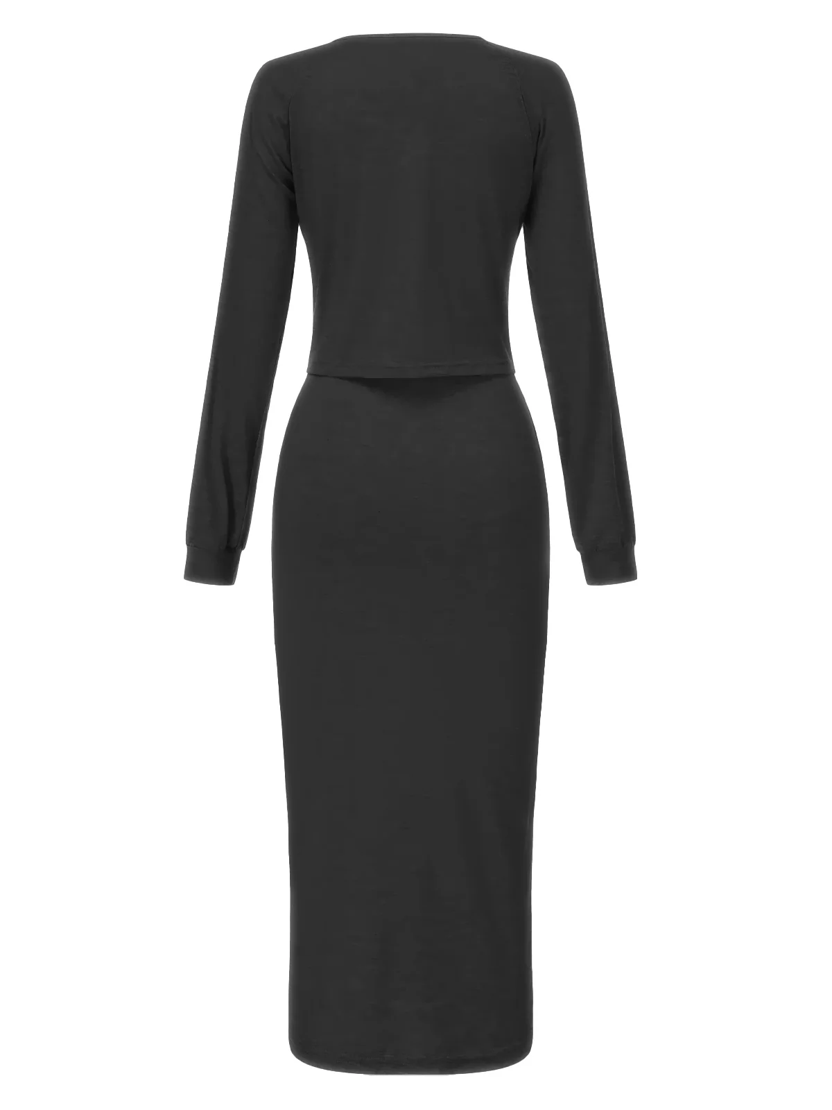 2PCS 1960s Knitted Slit Tube Dress & Short Cardigan - Image 4