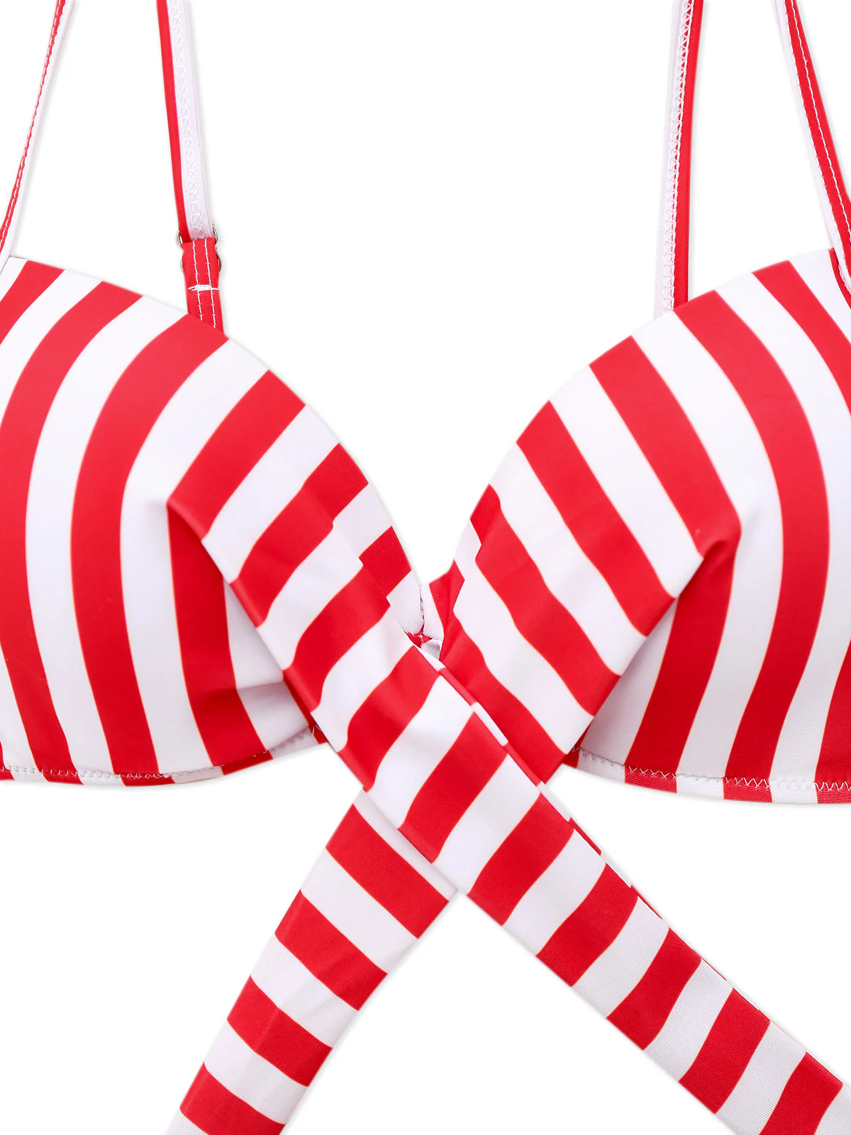 2PCS 1960s Red Striped Bikini Set & Blue Star Cover-Up - Image 3