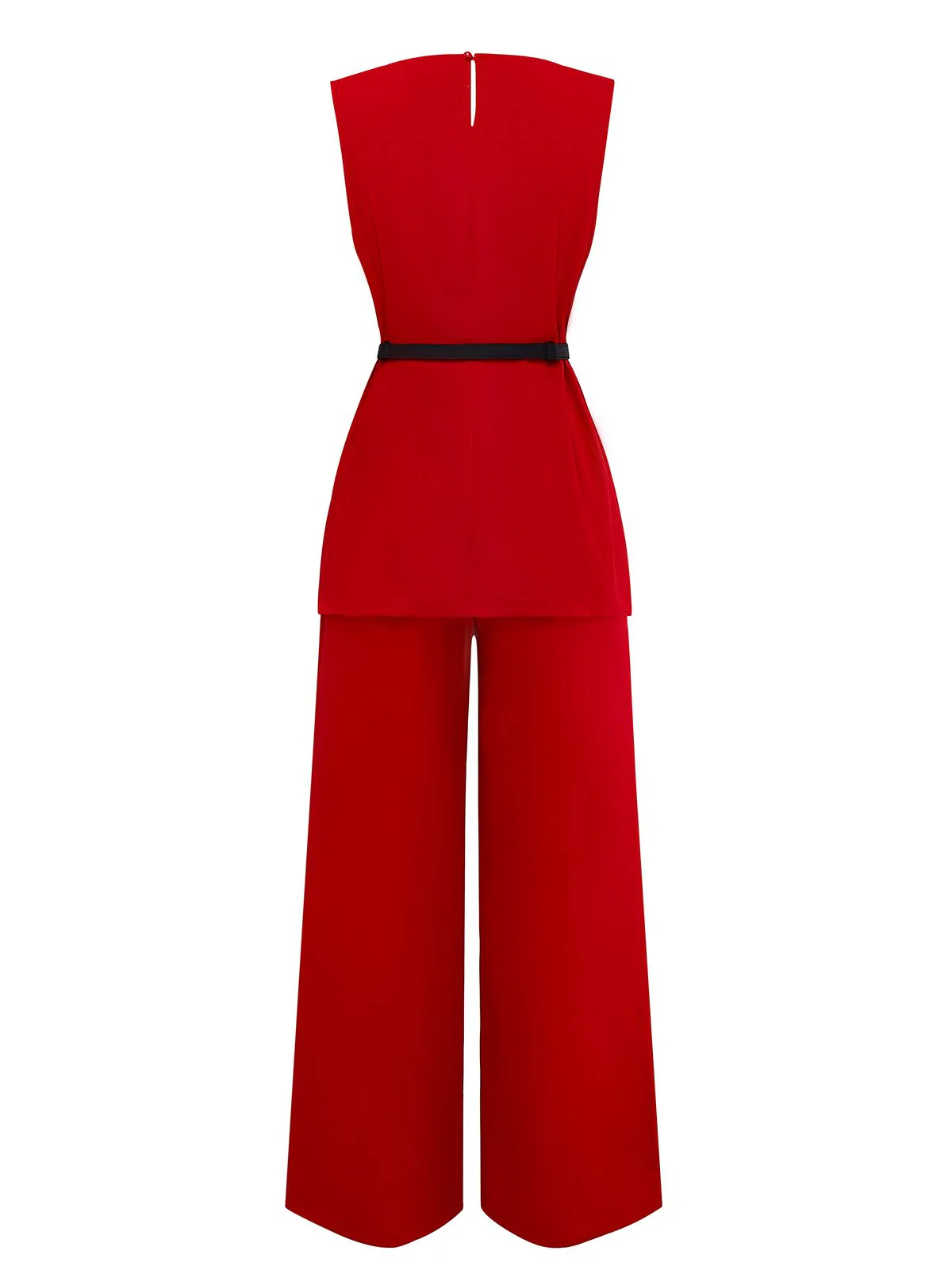 2PCS 1960s Sleeveless Vest & Belted Waist Pants - Image 3