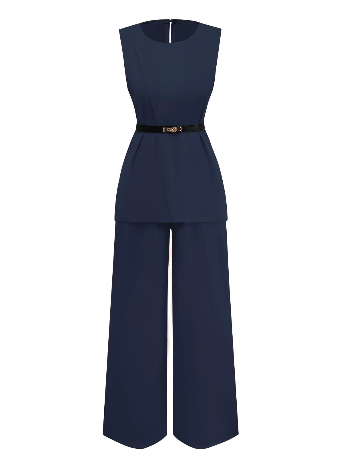 2PCS 1960s Sleeveless Vest & Belted Waist Pants - Image 7