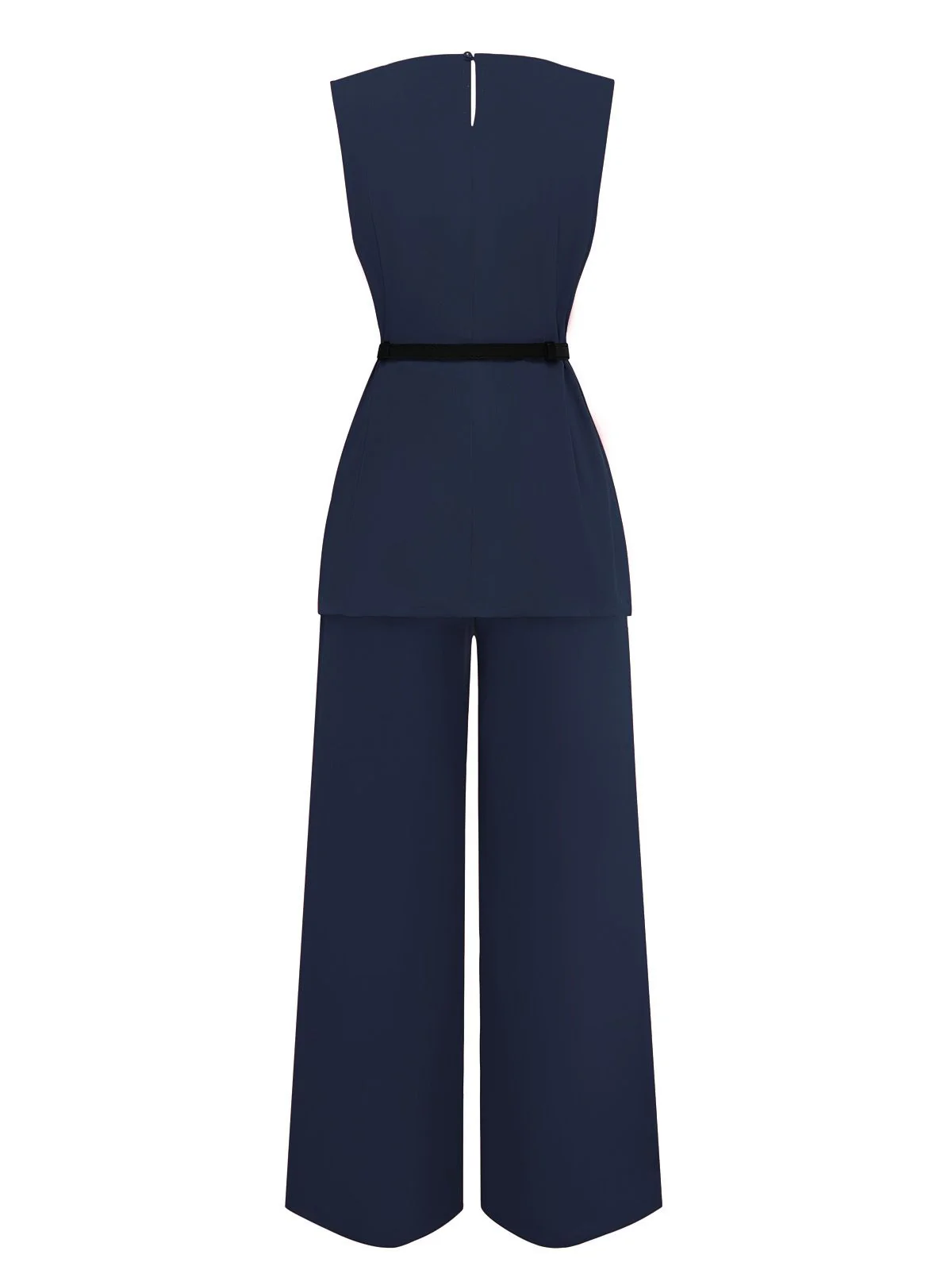 2PCS 1960s Sleeveless Vest & Belted Waist Pants - Image 8