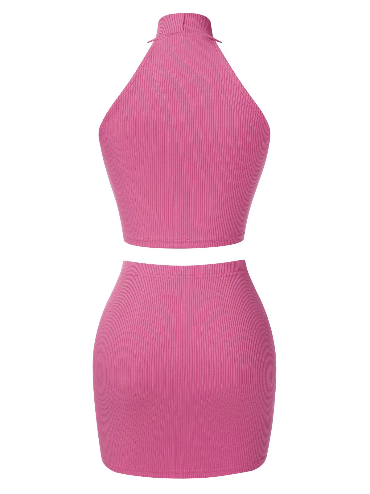 2PCS 1960s Solid Knitted Heart Hollow Top & Skirt - Image 3