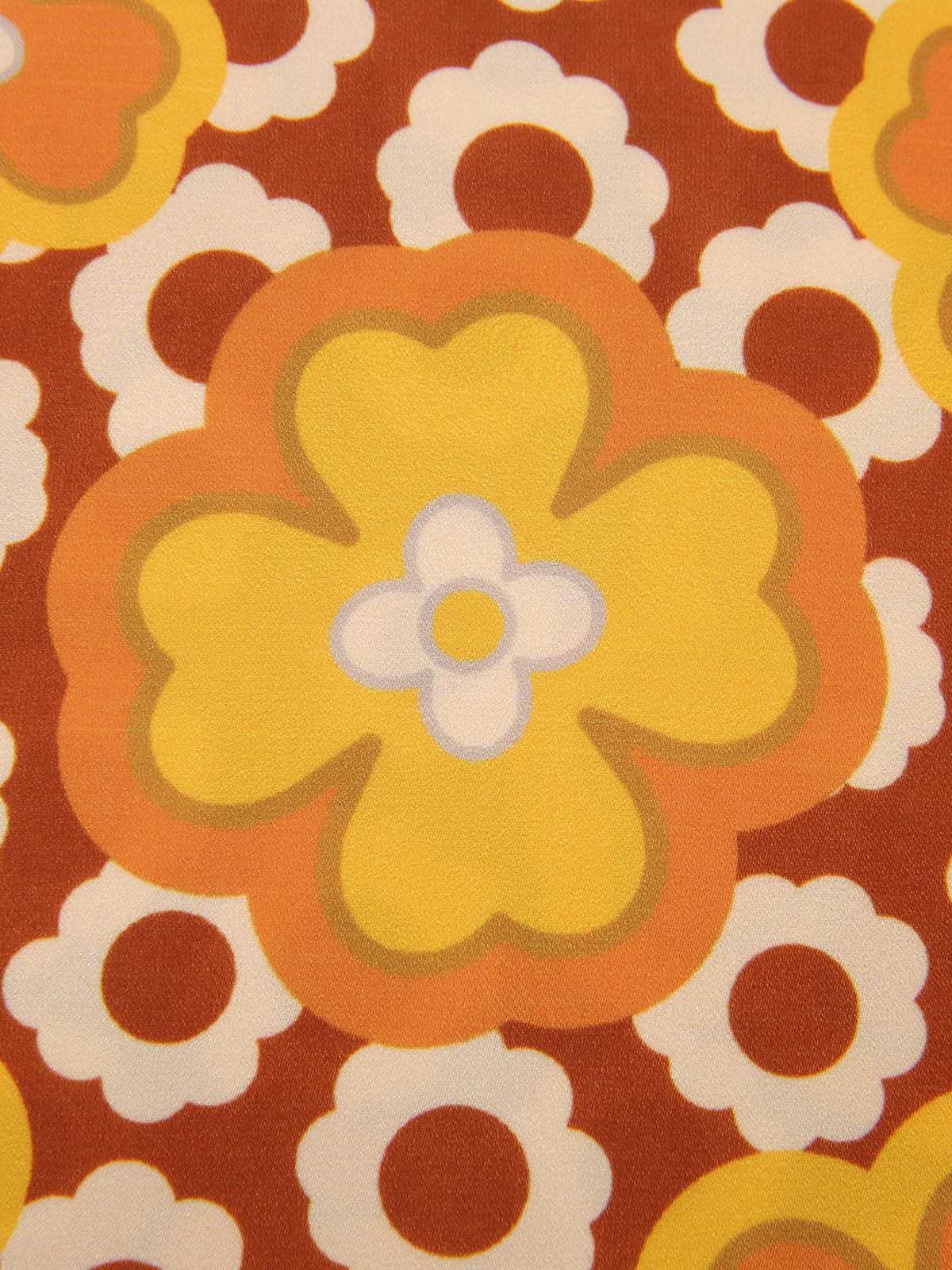 2PCS 1960s Tie Neck Floral Top & Button Solid Skirt - Image 7