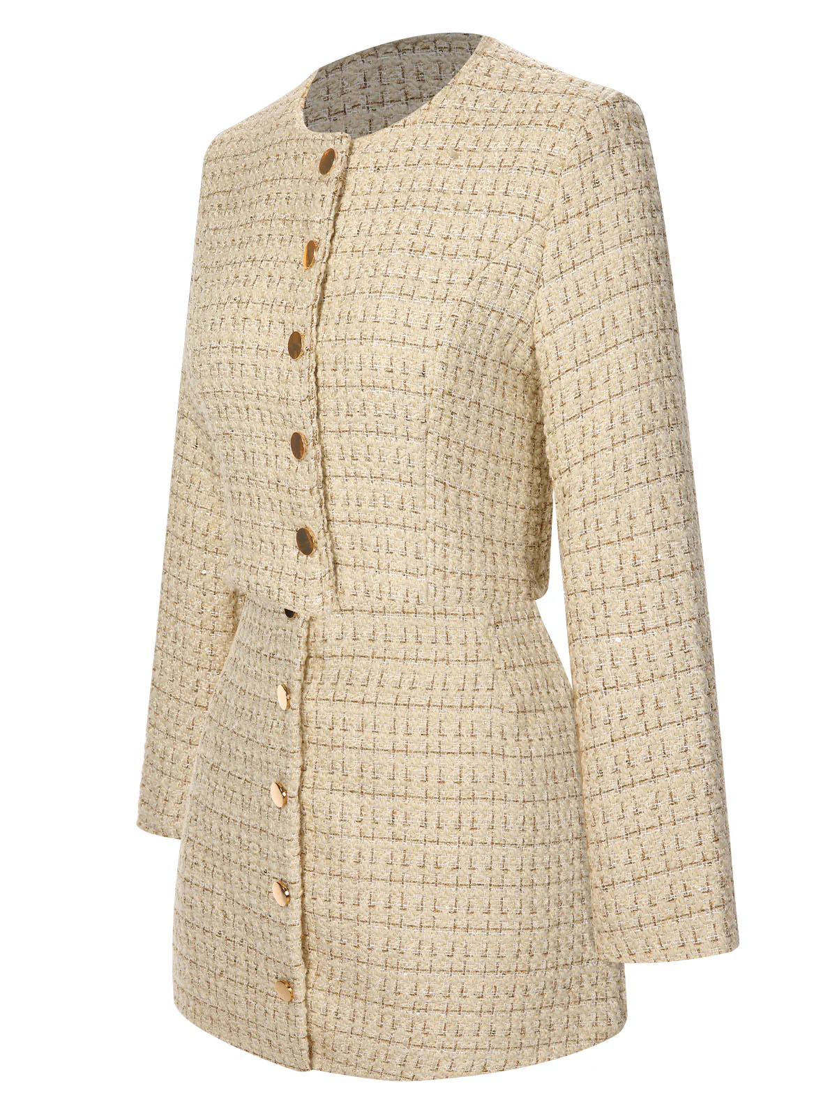 2PCS 1960s Tweed Cropped Coat & A-Line Skirt - Image 3