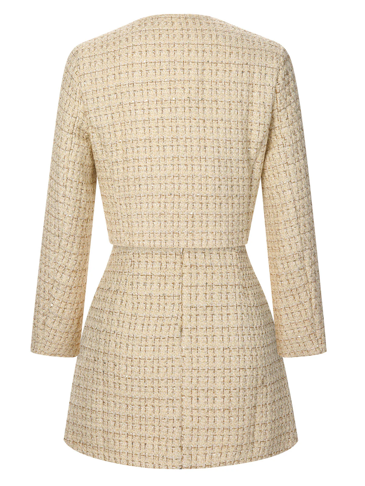 2PCS 1960s Tweed Cropped Coat & A-Line Skirt - Image 4