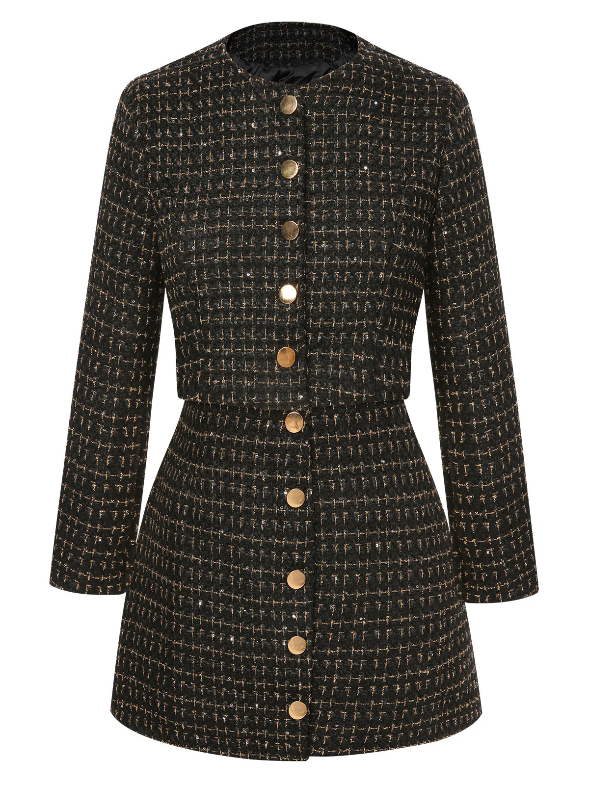 2PCS 1960s Tweed Cropped Coat & A-Line Skirt - Image 8