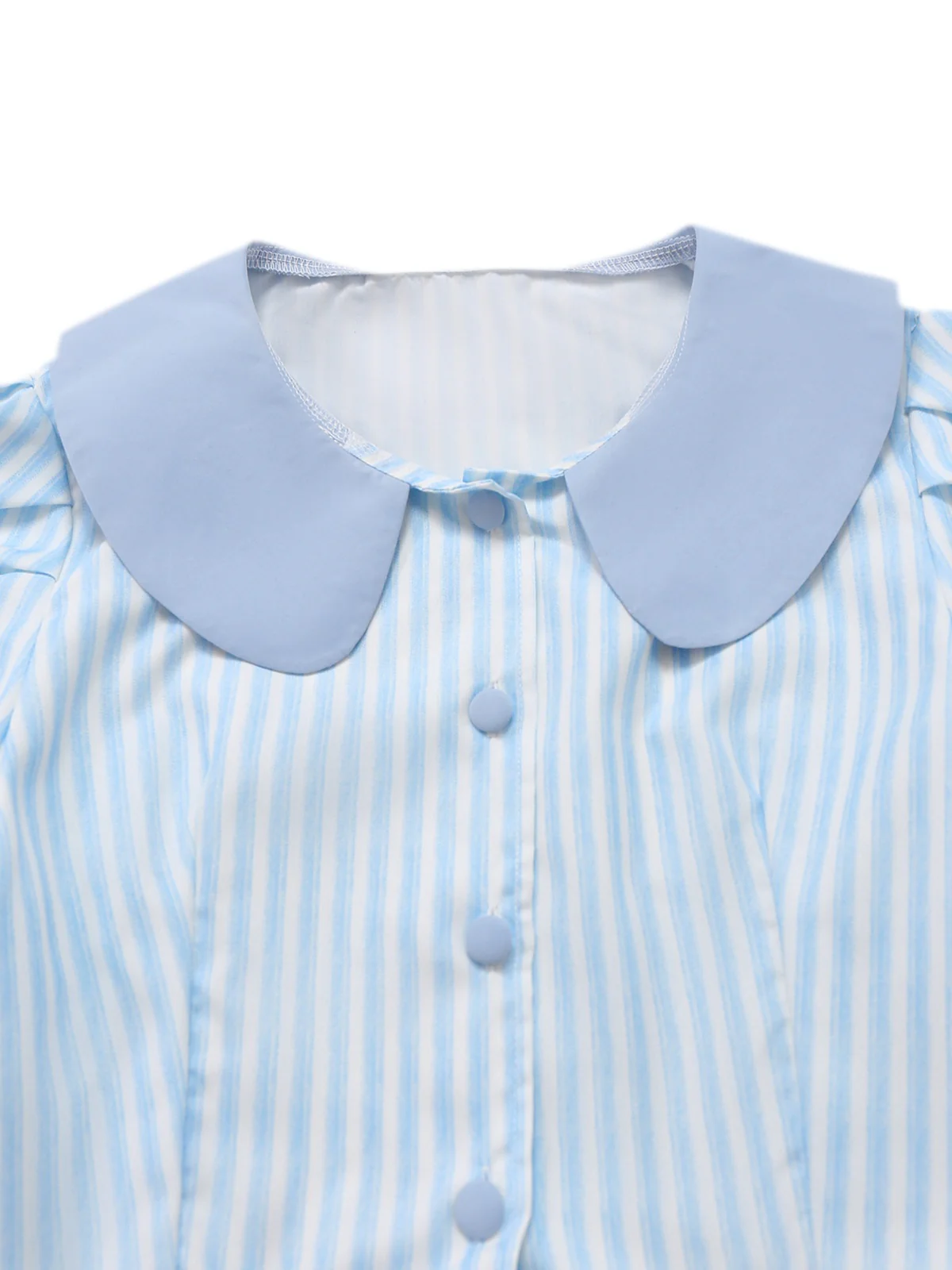 2PCS 1960s Vertical Stripes Peter Pan Collar Blouse & Skirt - Image 3