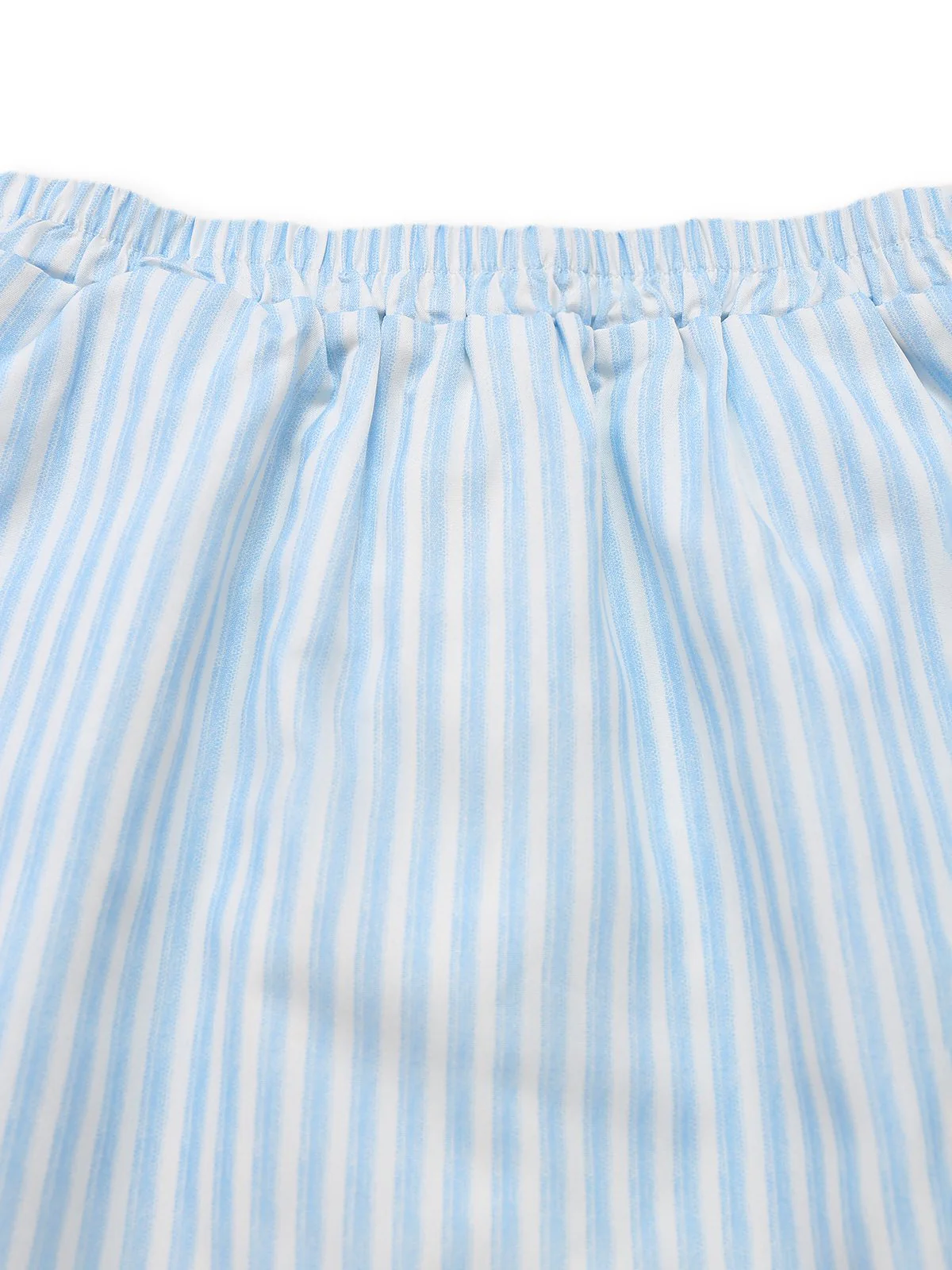 2PCS 1960s Vertical Stripes Peter Pan Collar Blouse & Skirt - Image 5