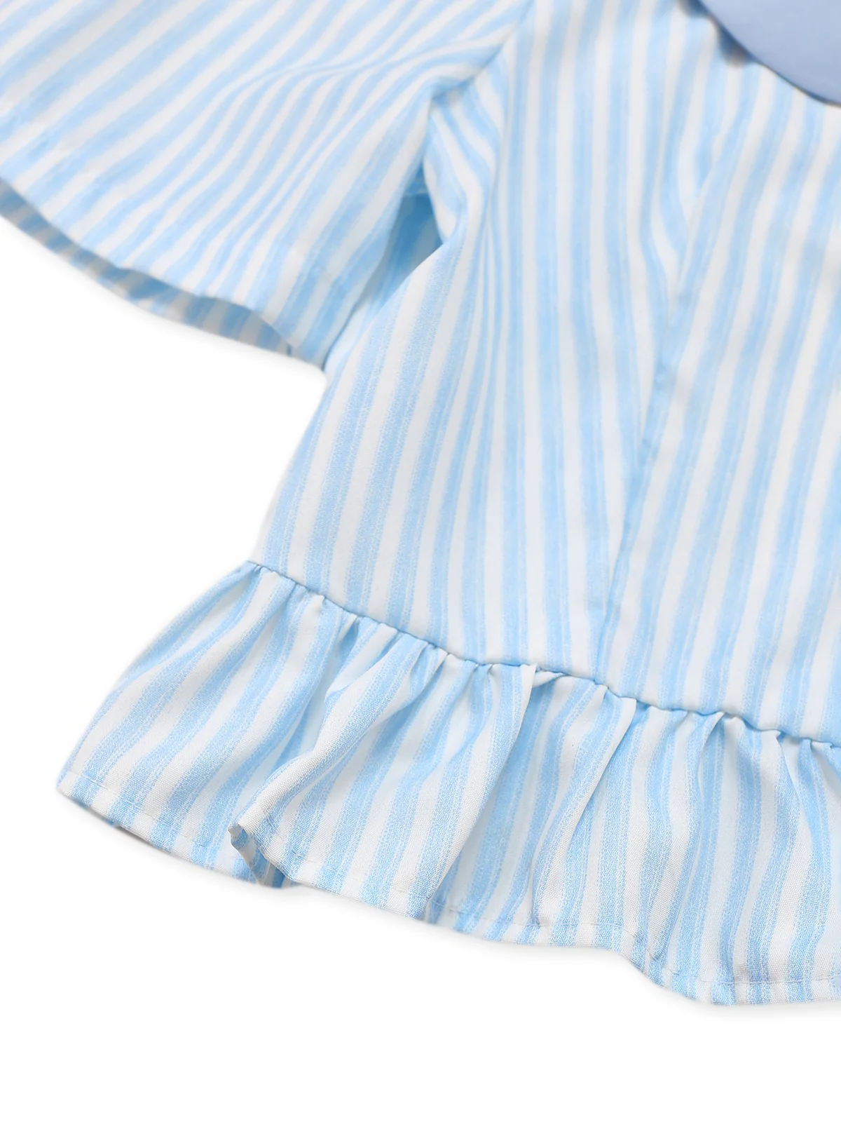 2PCS 1960s Vertical Stripes Peter Pan Collar Blouse & Skirt - Image 6
