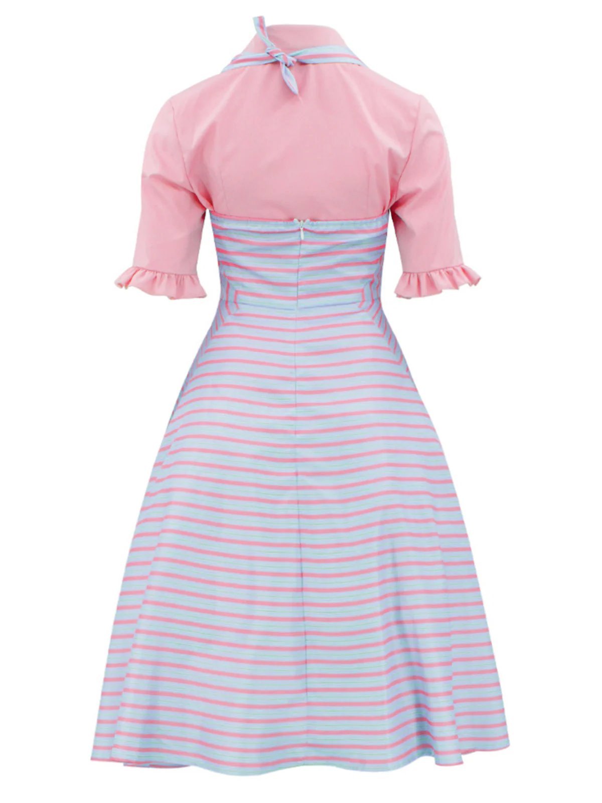 2PCS 1960s Wicked Solid Blouse & Irregular Stripes Dress - Image 3