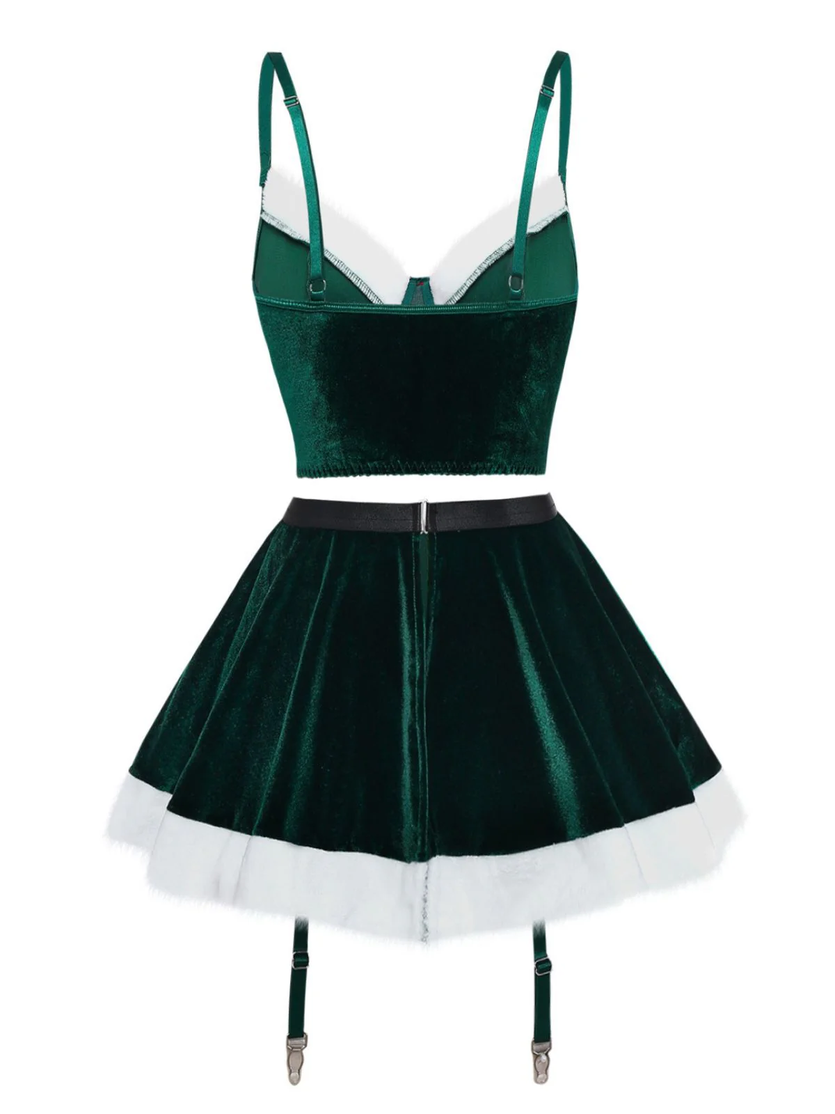 2PCS 1970 Christmas Velvet Top & Skirt Set - Image 3