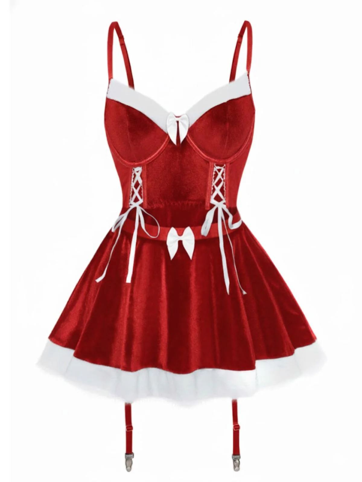 2PCS 1970 Christmas Velvet Top & Skirt Set - Image 8